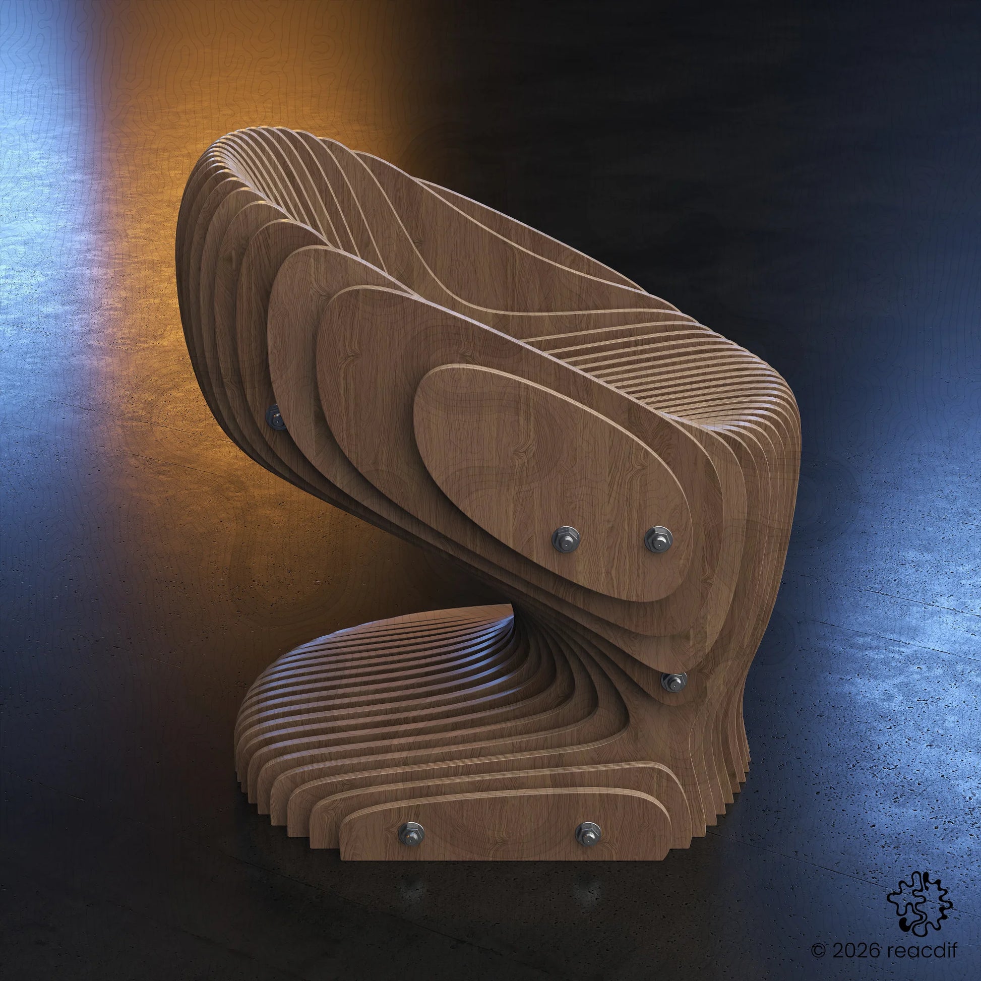 Parametric Armchair A-2b side profile view