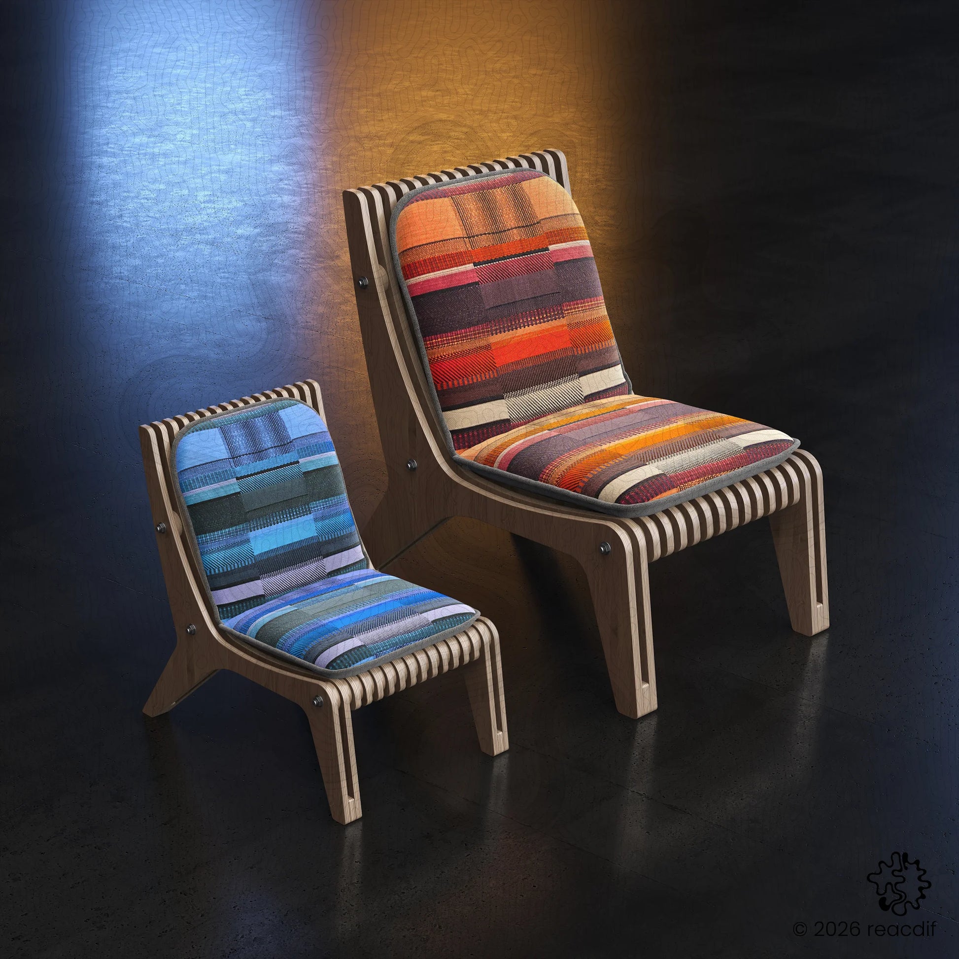 Parametric Armchair A-3 digital blueprint - downloadable CNC furniture files for home workshop