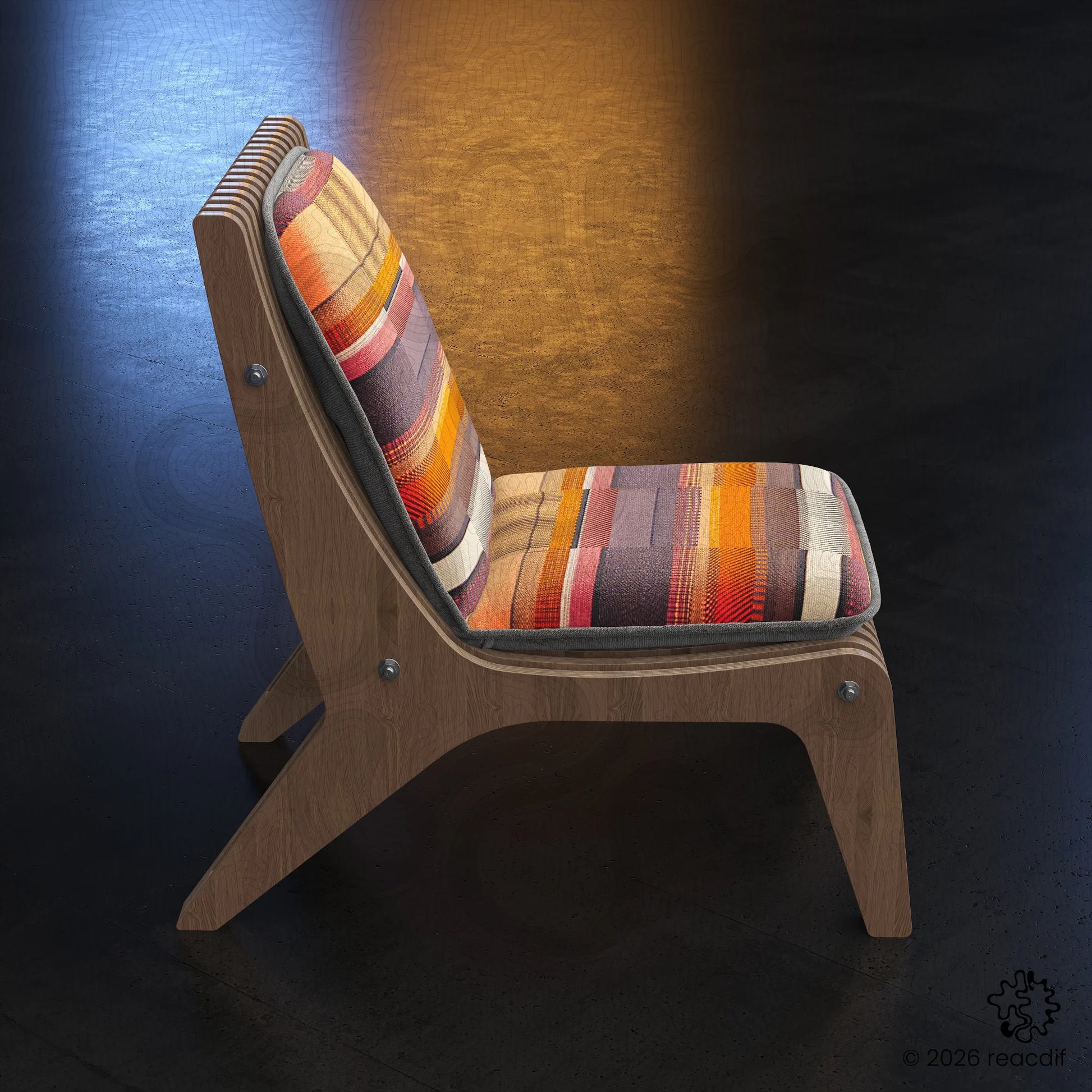 Modern parametric chair A-3b - maker-friendly woodworking project with organic curves