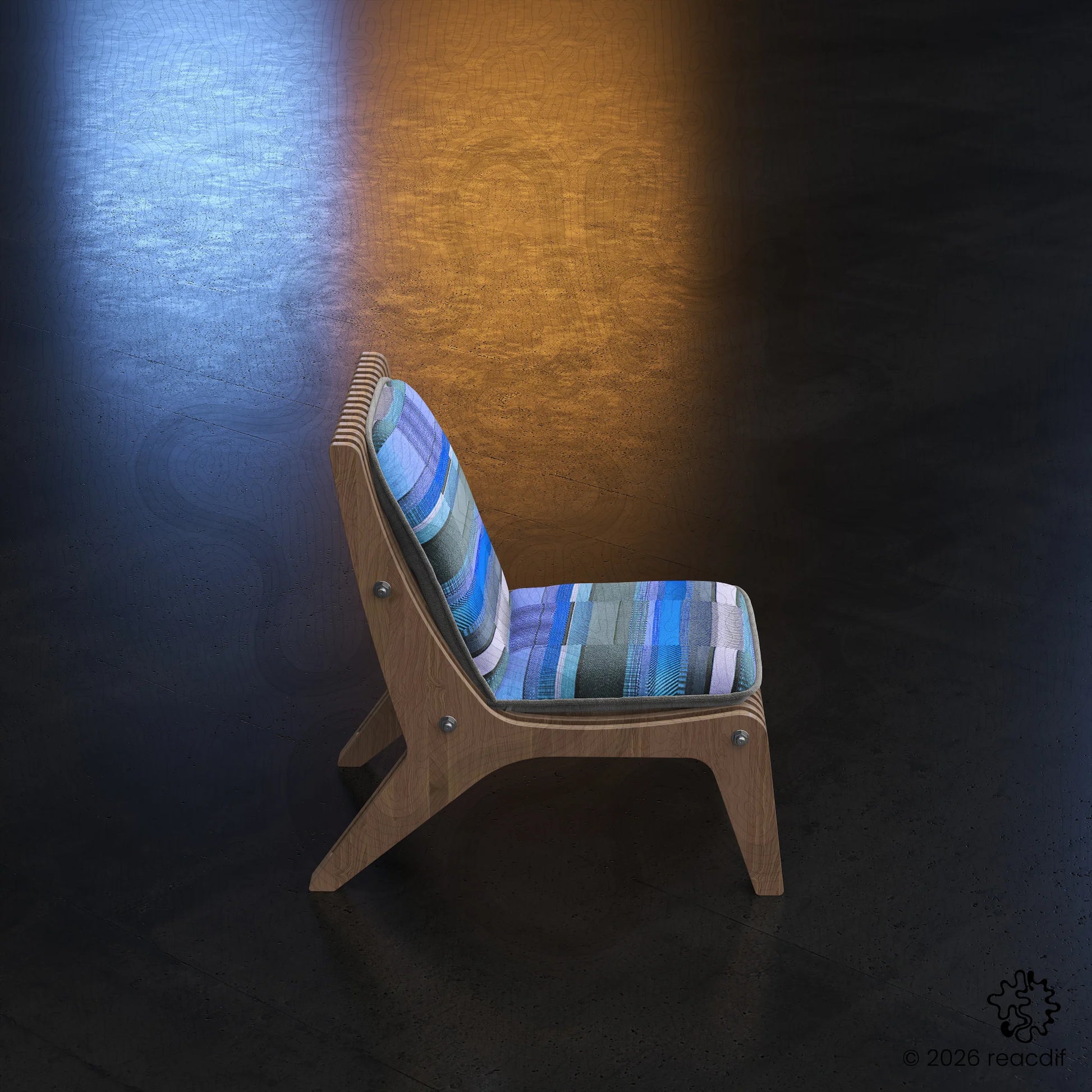 CNC-ready Armchair A-3a front view - digital fabrication files for custom furniture