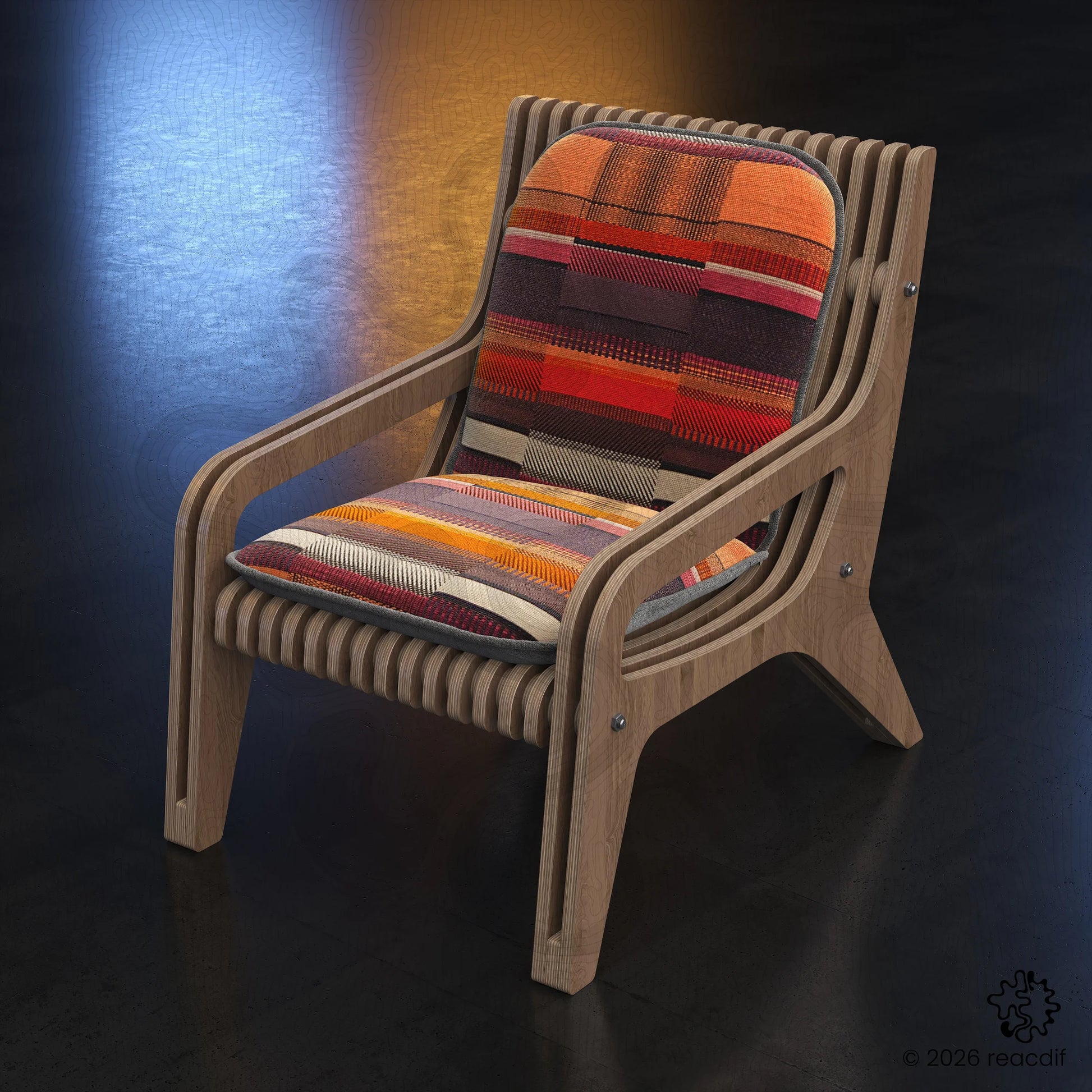 CNC furniture design A-4 front view - downloadable woodworking blueprint for home workshop