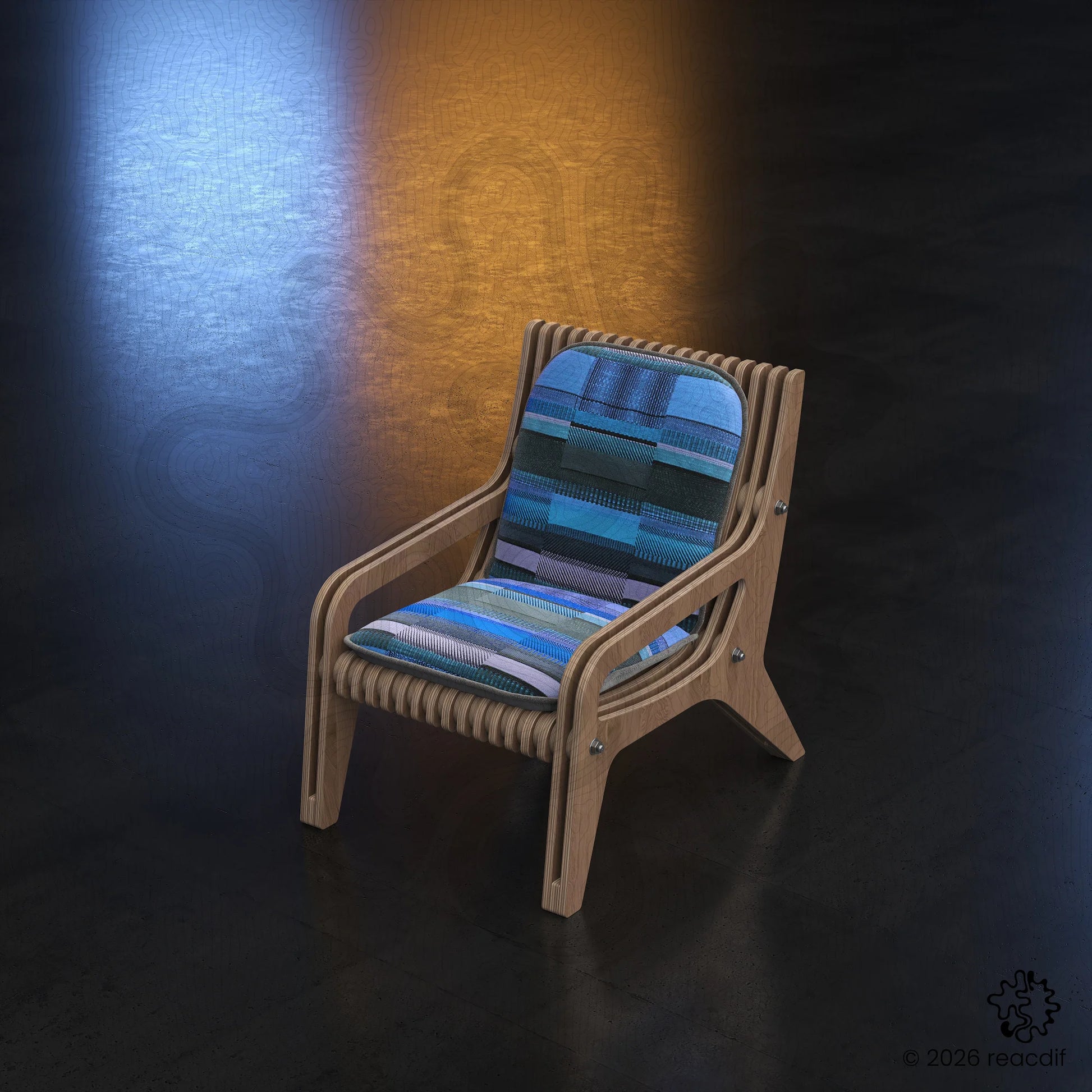 Parametric Armchair A-4 digital files - modern DIY chair project with organic geometry