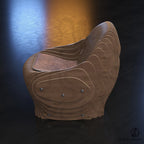 CNC furniture design A-6 three-quarter view - contemporary chair with organic curves