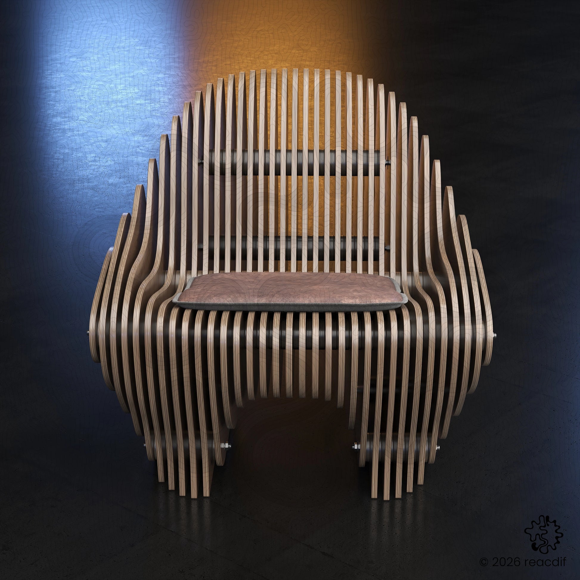 Parametric Armchair A-6 isometric view - professional-grade woodworking blueprint for makers