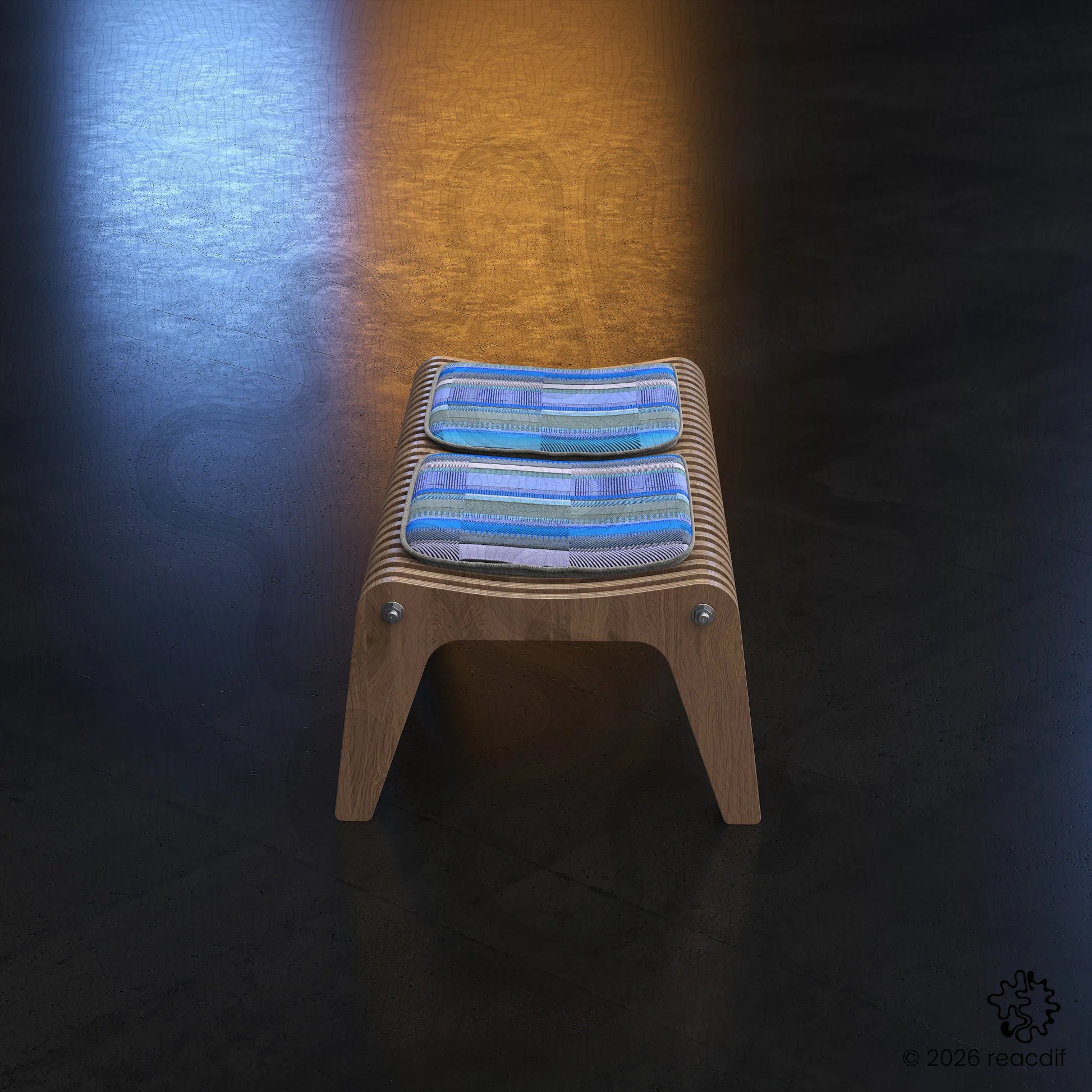 Parametric Bench A-10 variant small perspective angle revealing three-dimensional sculptural form and structural seating design