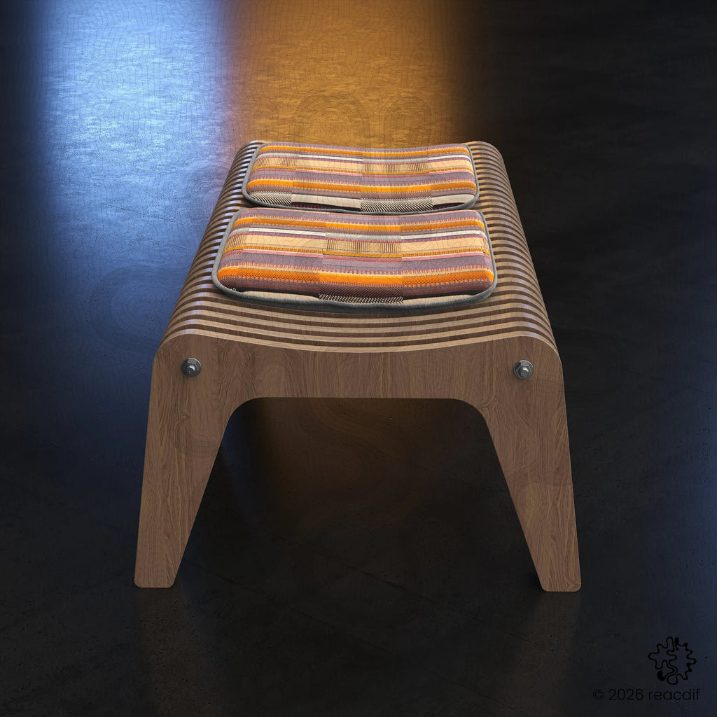 Parametric Bench A-10 variant medium angular shot highlighting elegant proportions and organic aesthetic for contemporary garden or entryway