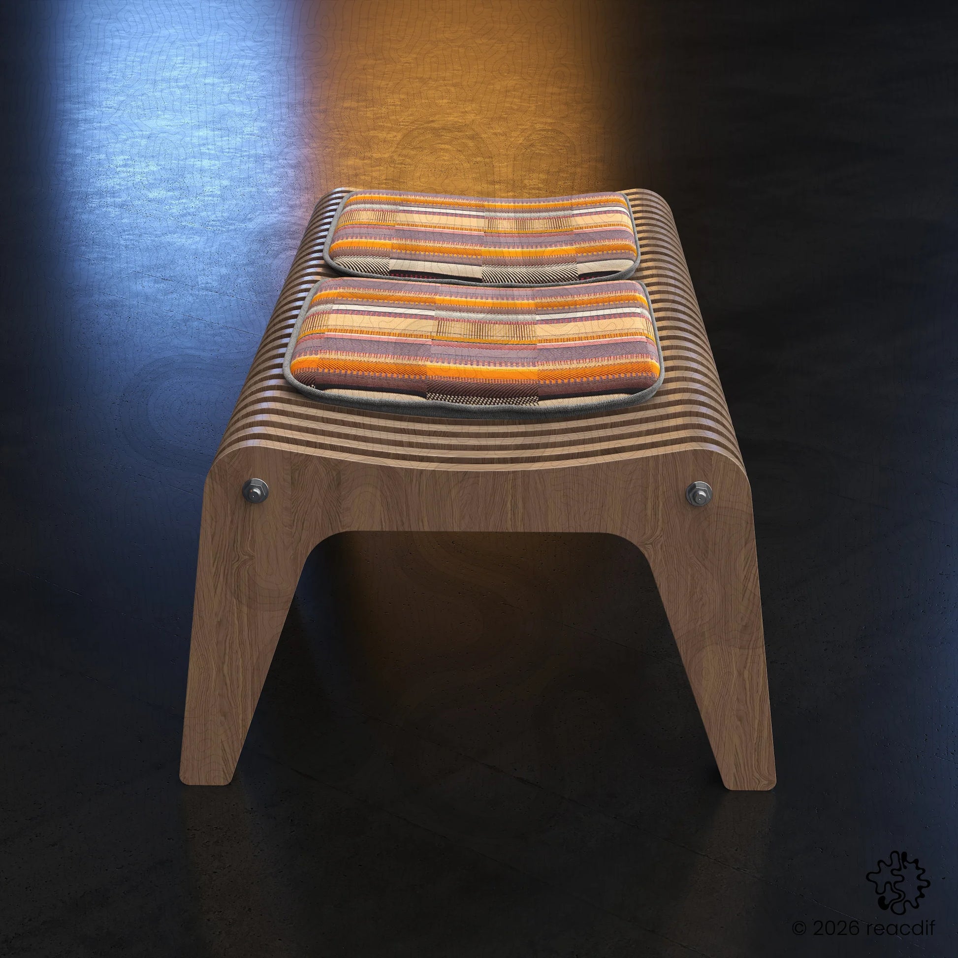 Parametric Bench A-10 variant medium angular shot highlighting elegant proportions and organic aesthetic for contemporary garden or entryway