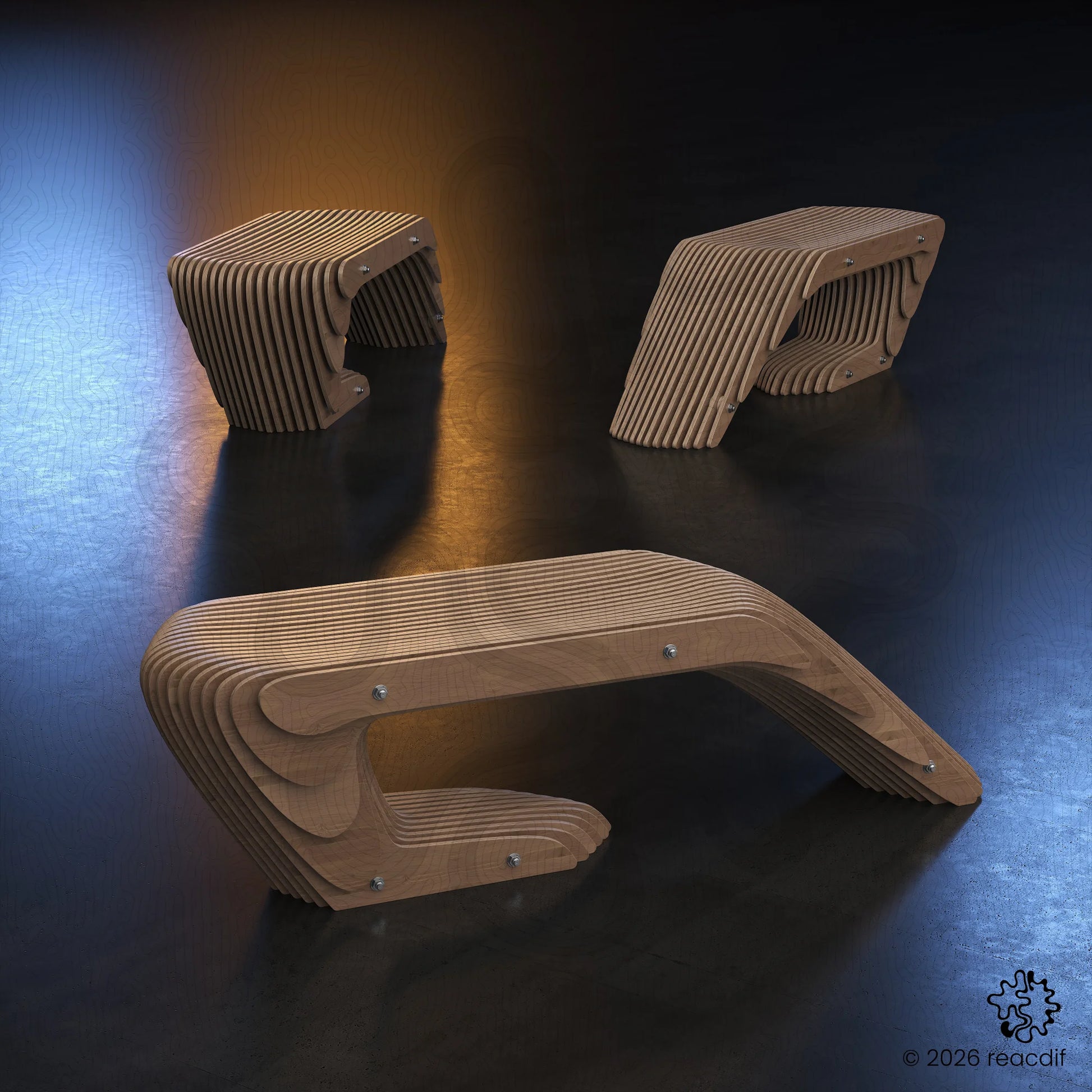 Parametric Bench A-2b side angle - modular bench design for CNC router projects