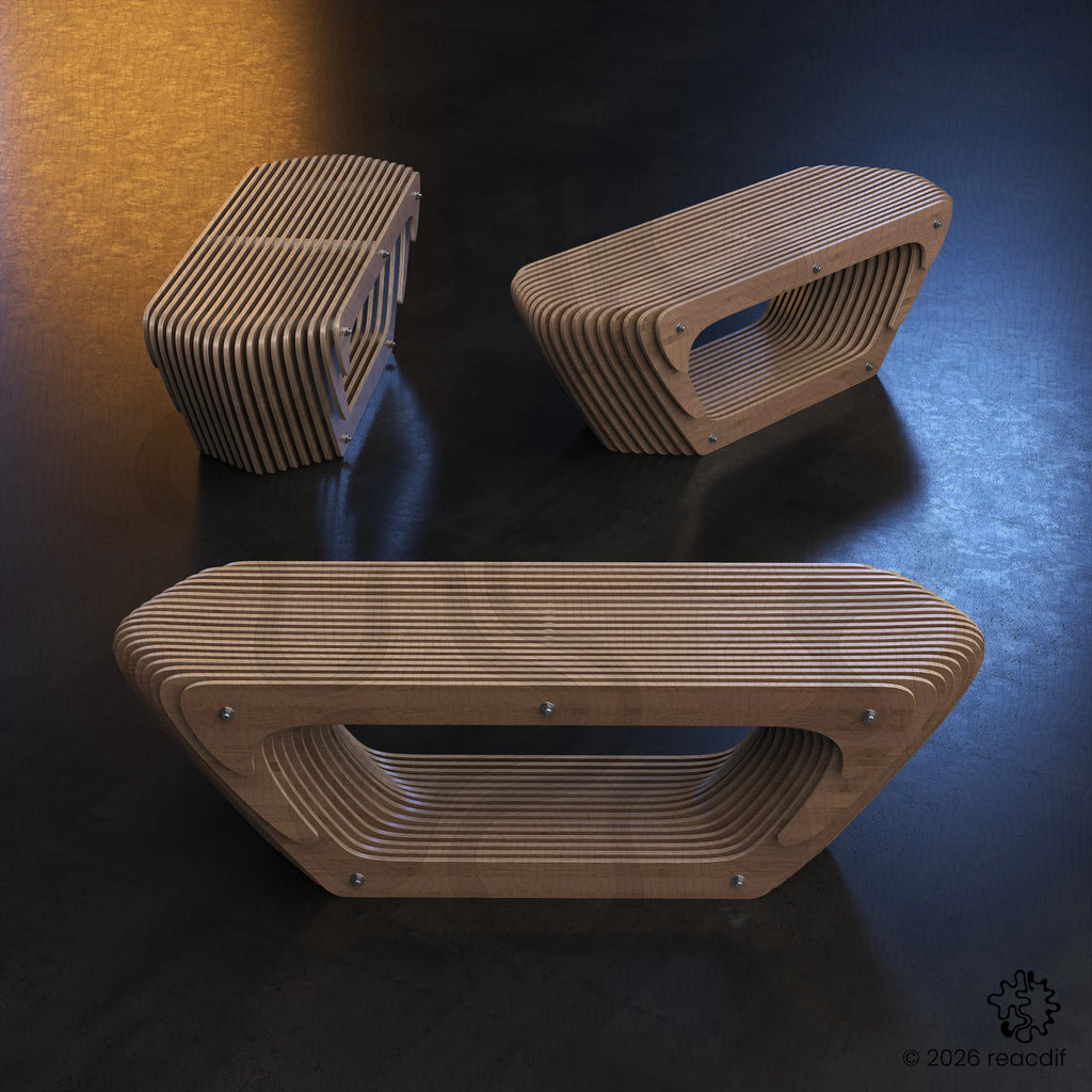 Parametric Bench A-3 variant B - futuristic bench design with parametric curves