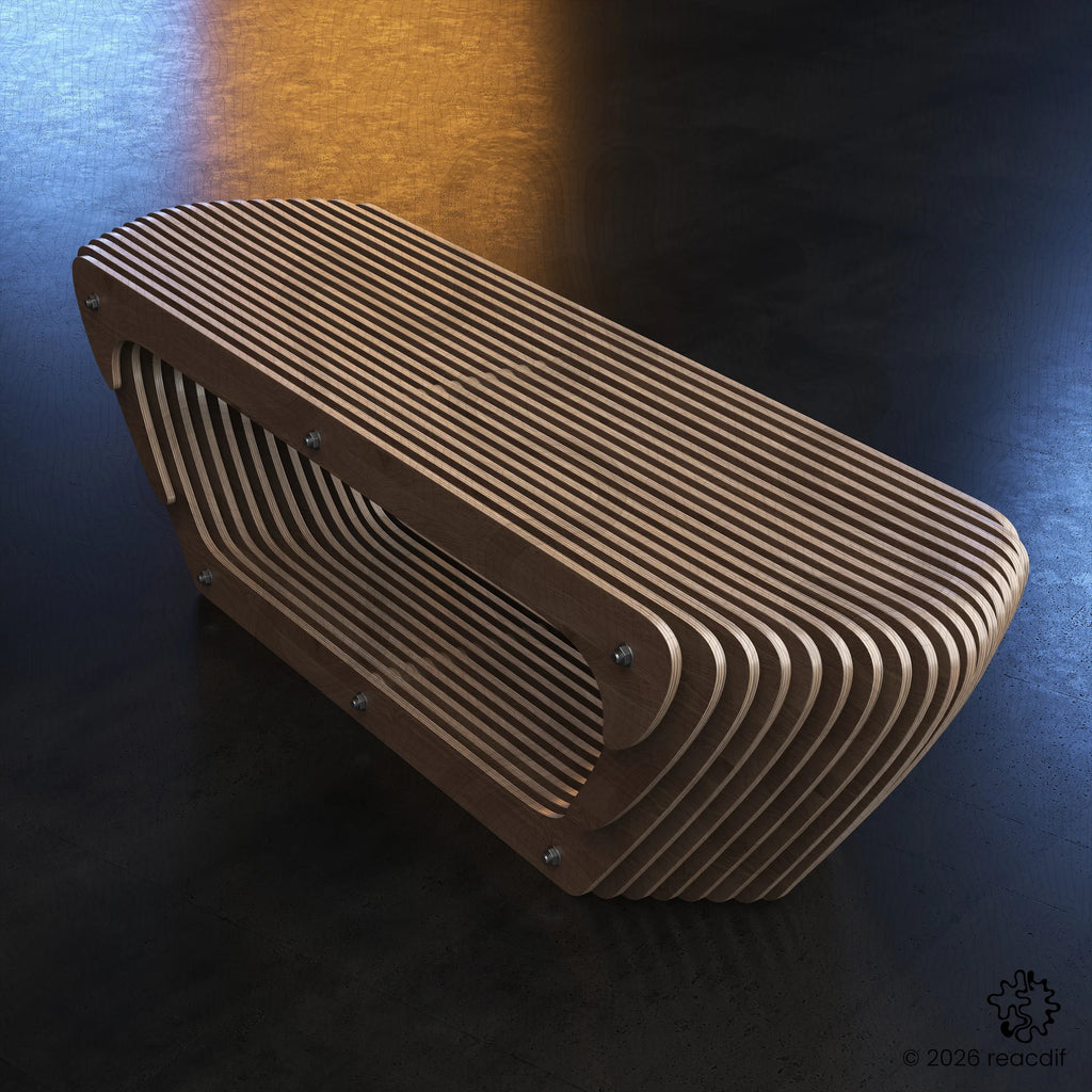 Parametric Bench A-3 isometric view - complete furniture design for makers and woodworkers