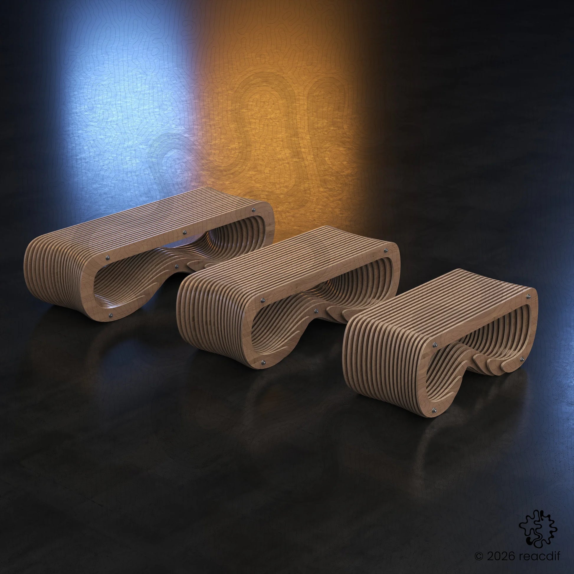 Parametric Bench A-5 side angle - modular bench design for CNC router projects