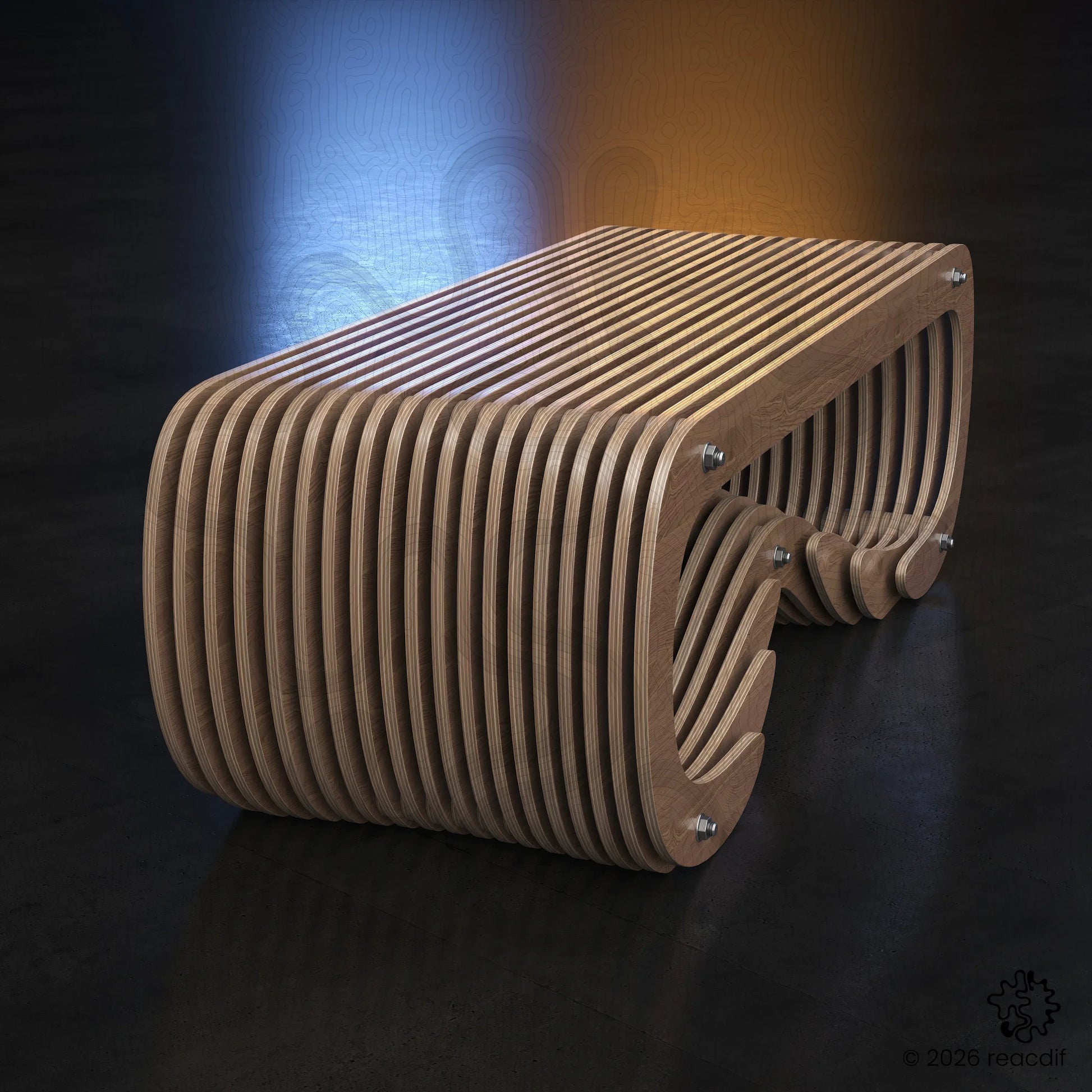 Parametric Bench A-2 side view - contemporary CNC furniture blueprint for DIY makers