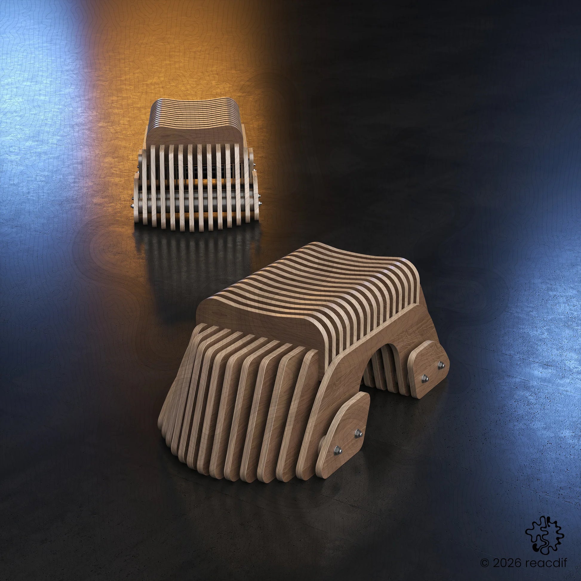 Parametric Bench A-6 digital furniture files supporting 8 languages for international woodworkers