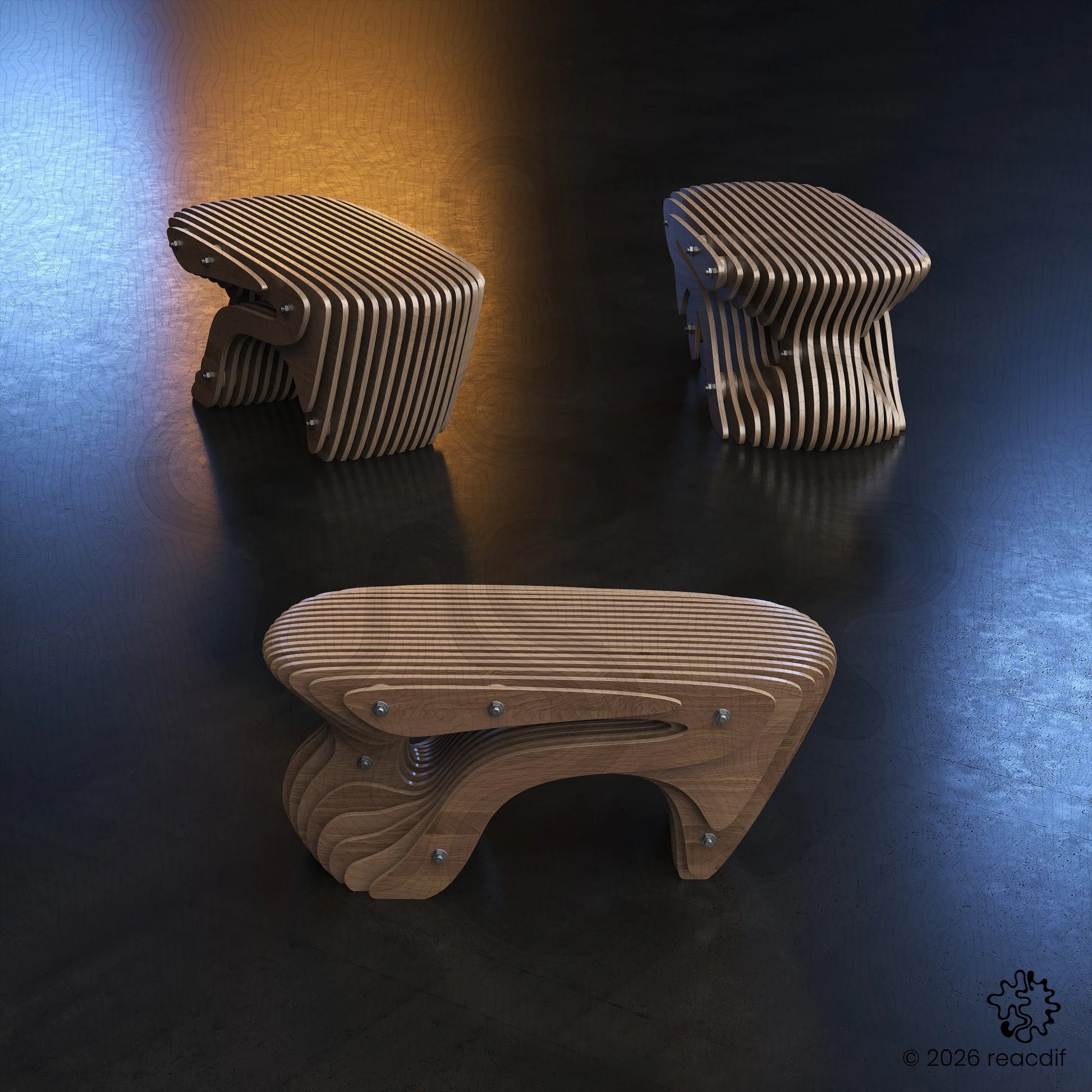 2D technical drawing and dimensions of the Parametric Bench A-7. Includes detailed measurements in millimeters and inches for precision manufacturing.
