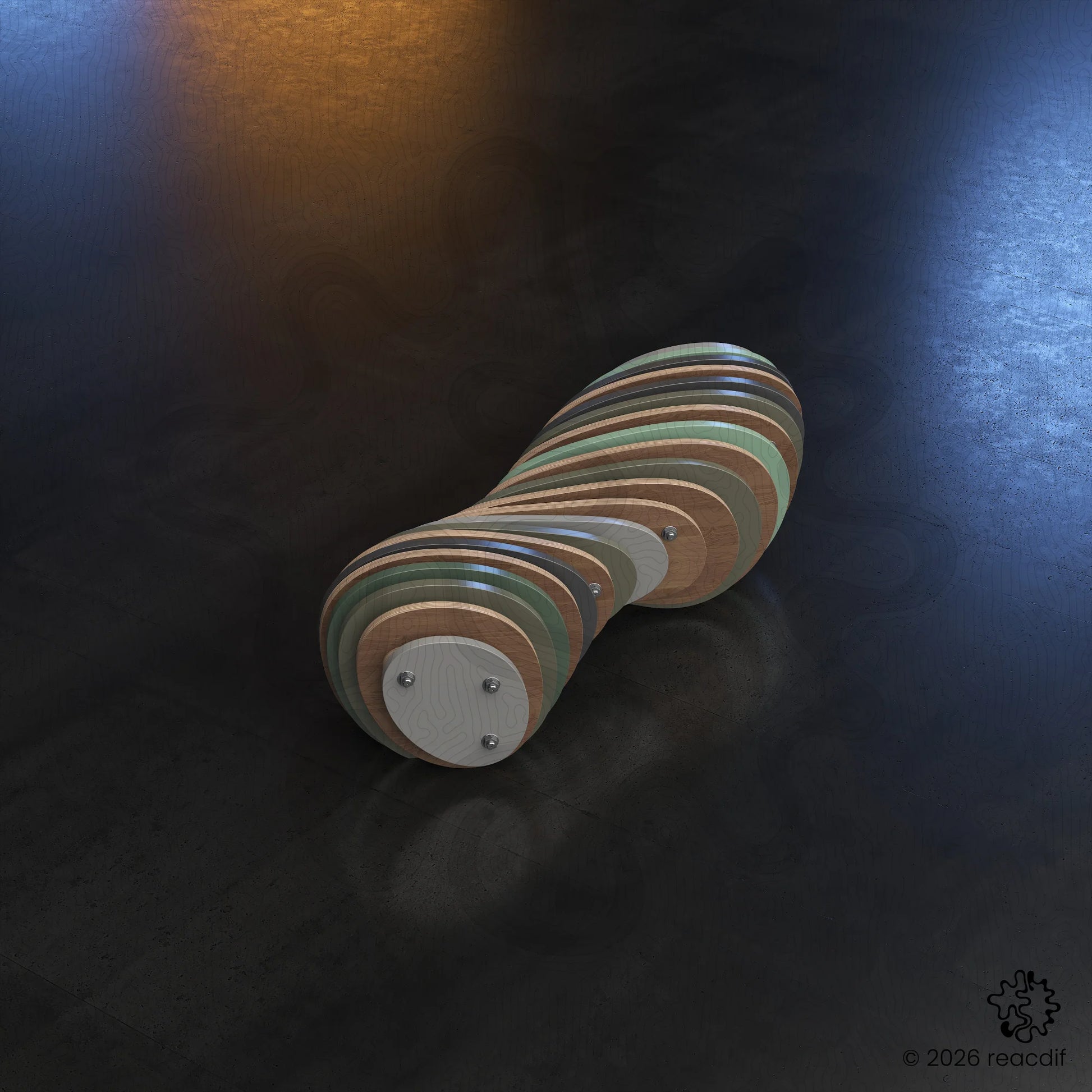 Parametric Bench A-9a variant view 3 - digital cutting template render