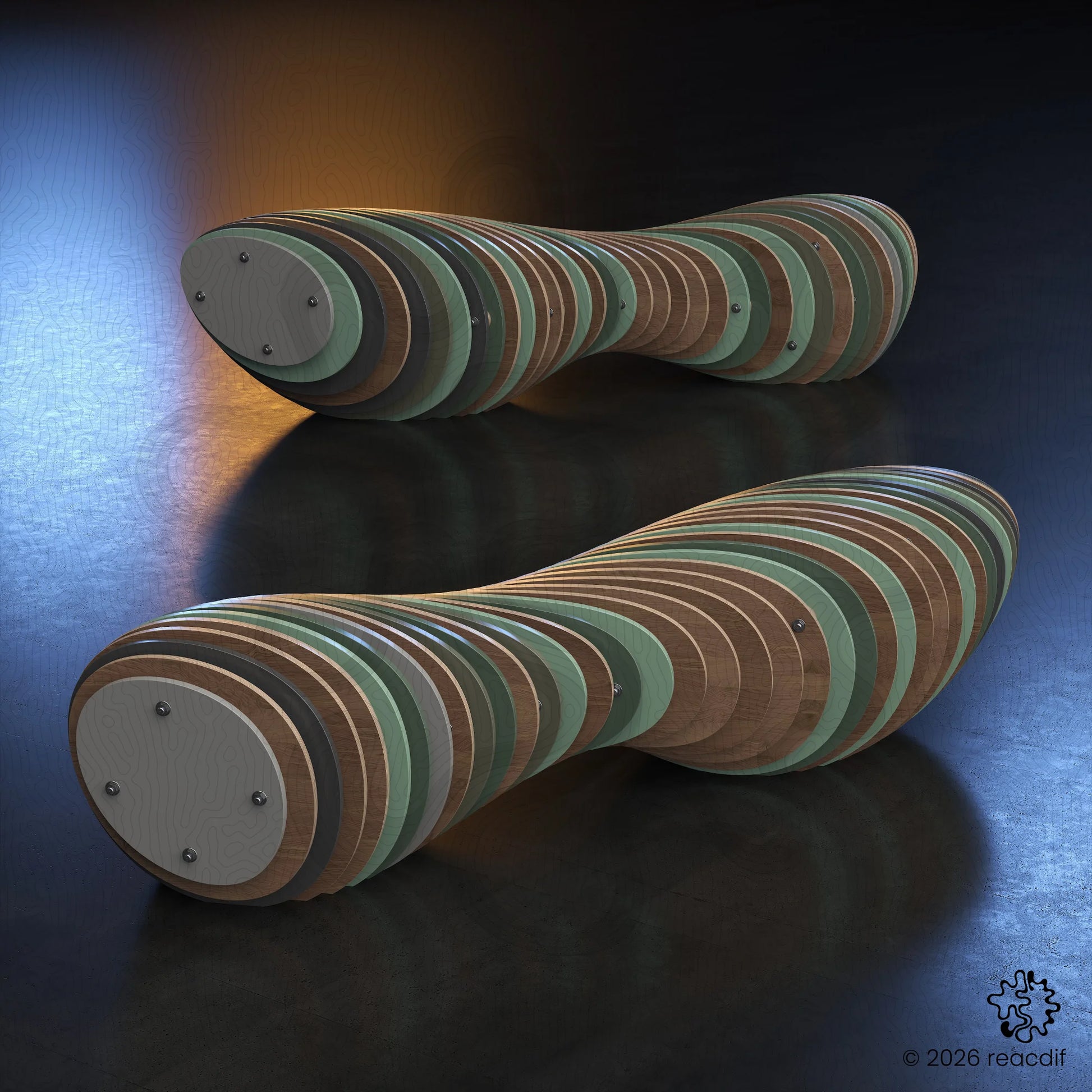 Parametric Bench A-9c variant view 1 - modern bench digital template