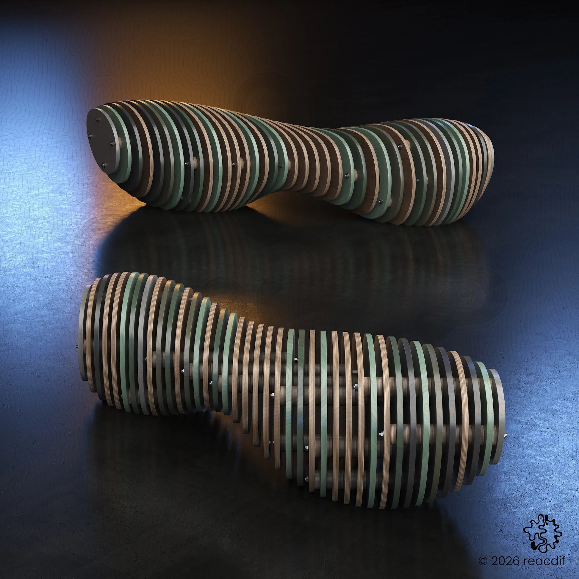 Parametric Bench A-9c variant view 2 - CNC cutting file for bench design