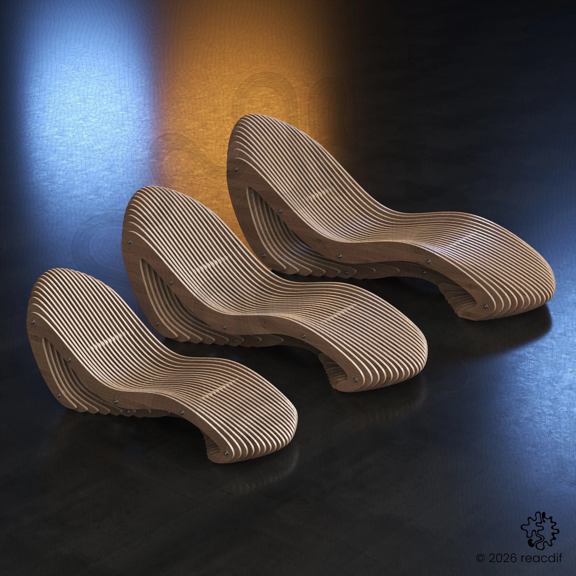 Parametric Chaise Lounge A-1 | CNC Files for Luxury Hotels | Digital Sunbed Furniture Plan