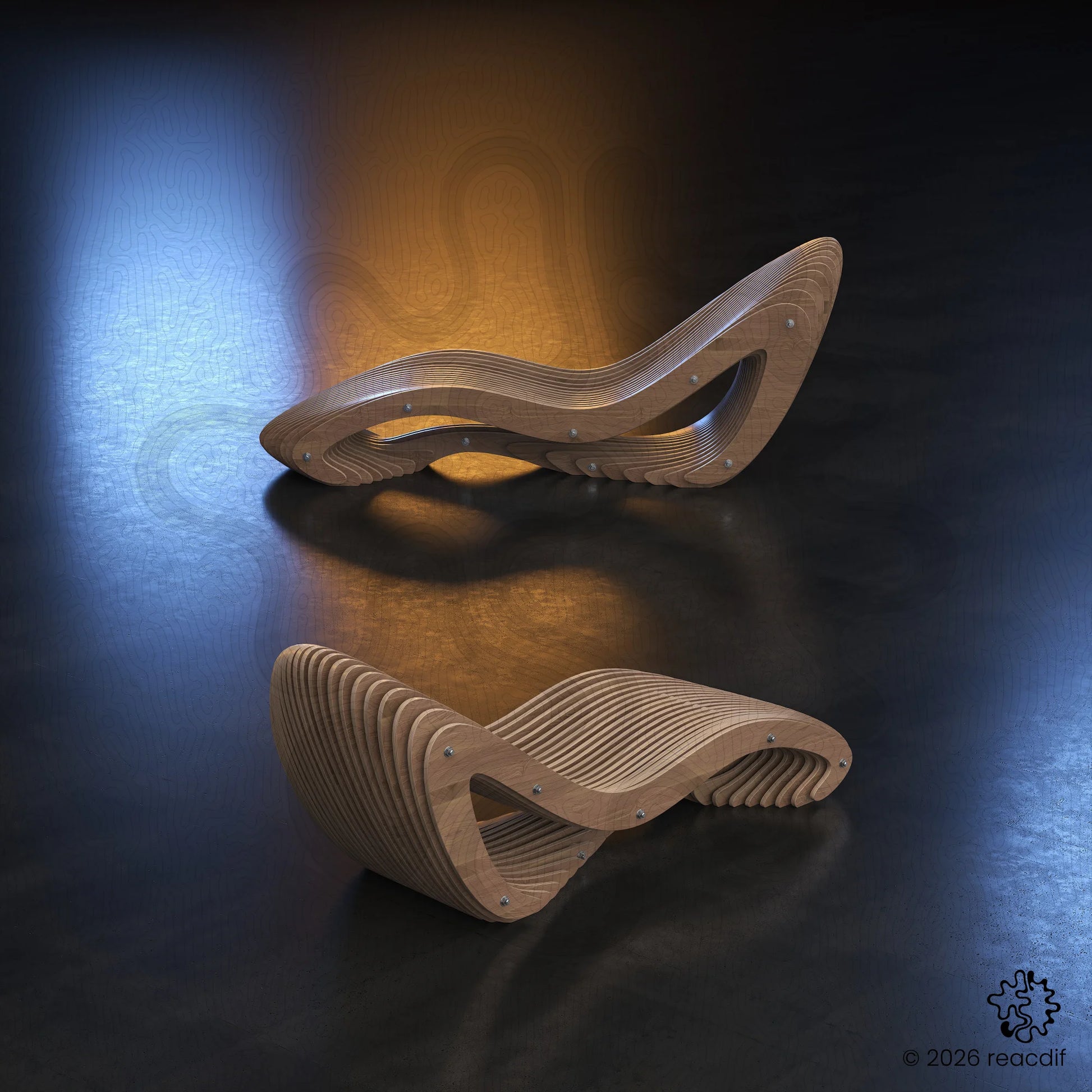 Parametric Chaise Lounge A-1 | CNC Files for Luxury Hotels | Digital Sunbed Furniture Plan