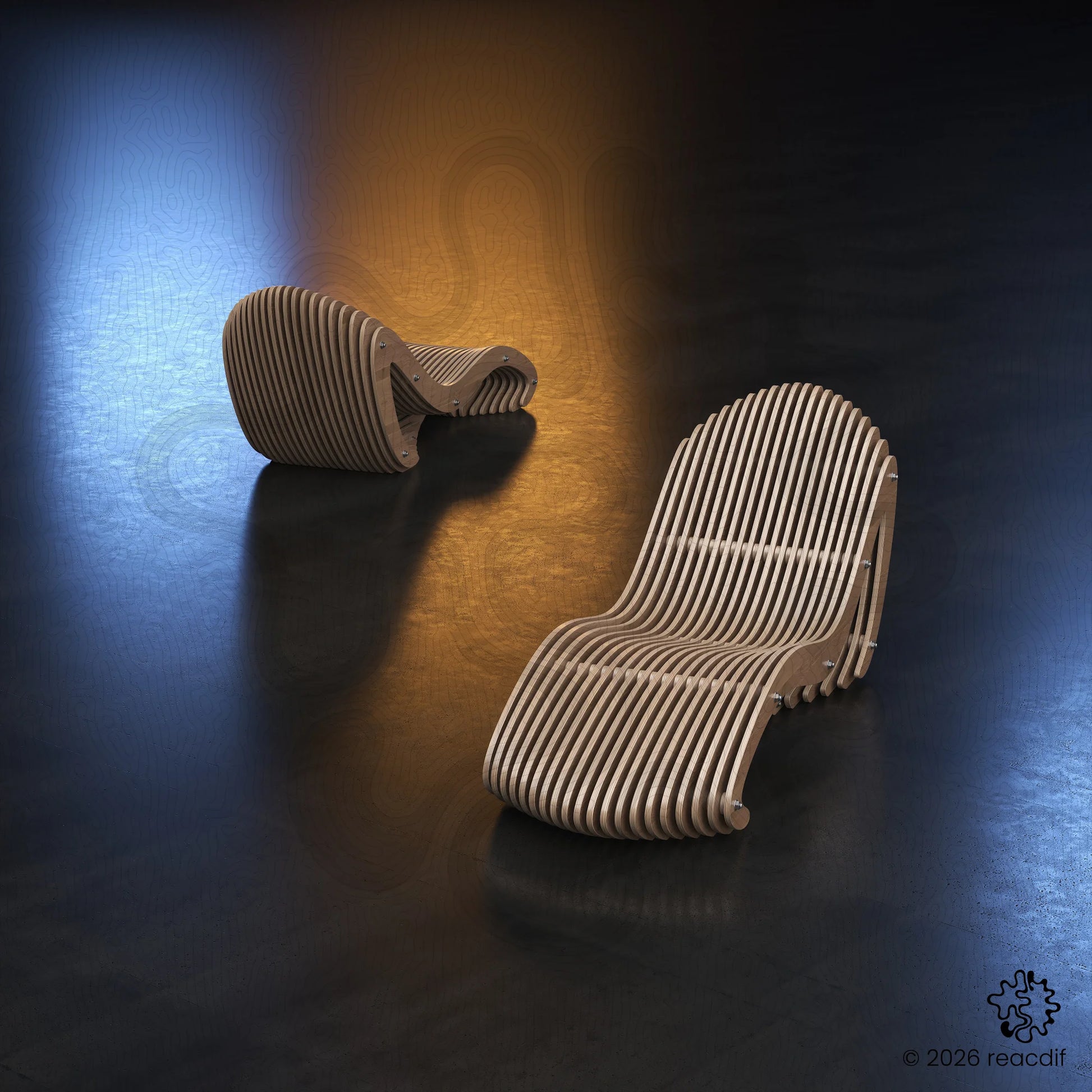 Parametric Chaise Lounge A-1 | CNC Files for Luxury Hotels | Digital Sunbed Furniture Plan