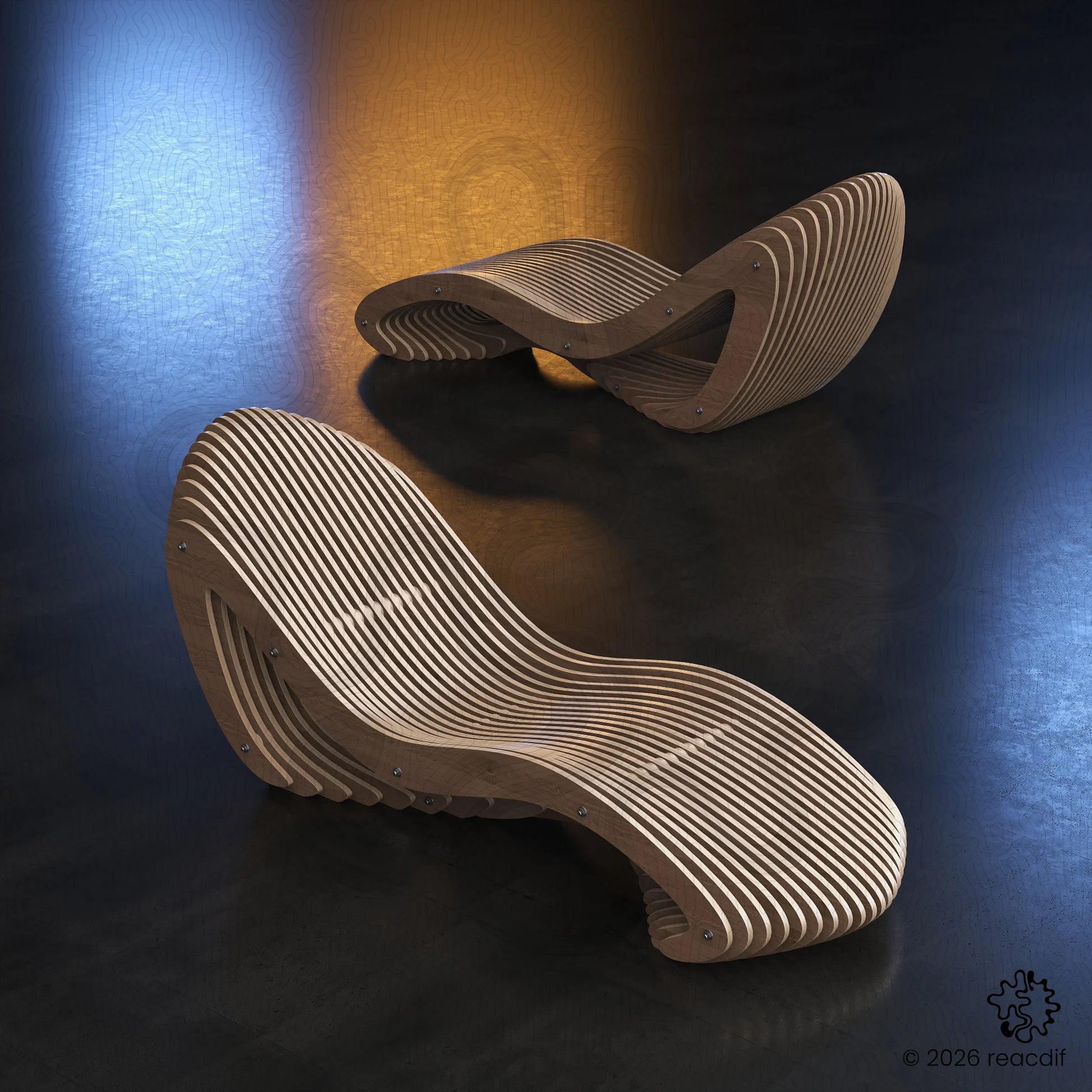 Parametric Chaise Lounge A-1 | CNC Files for Luxury Hotels | Digital Sunbed Furniture Plan