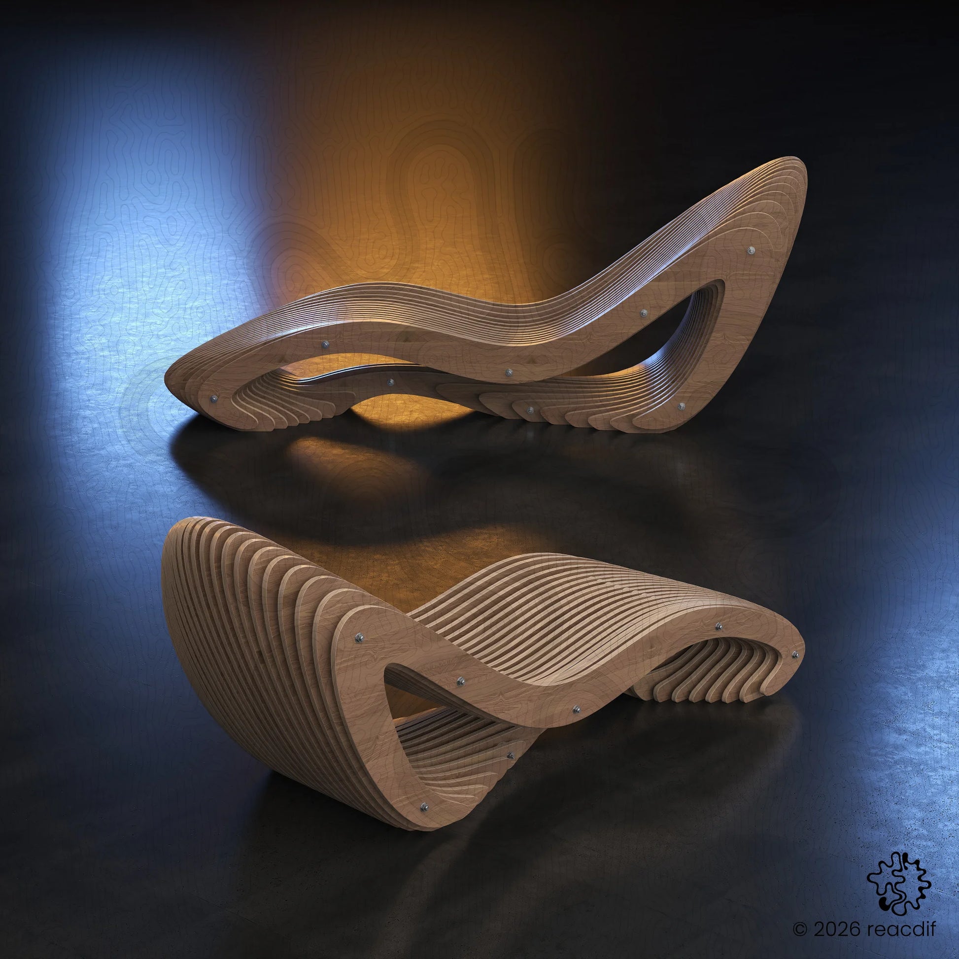 Parametric Chaise Lounge A-1 | CNC Files for Luxury Hotels | Digital Sunbed Furniture Plan