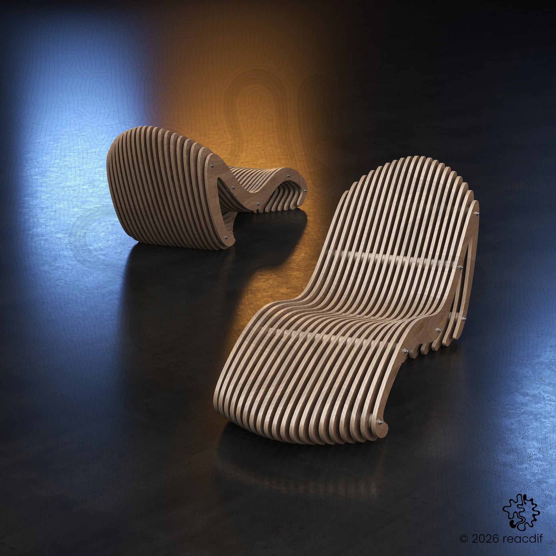 Parametric Chaise Lounge A-1 | CNC Files for Luxury Hotels | Digital Sunbed Furniture Plan