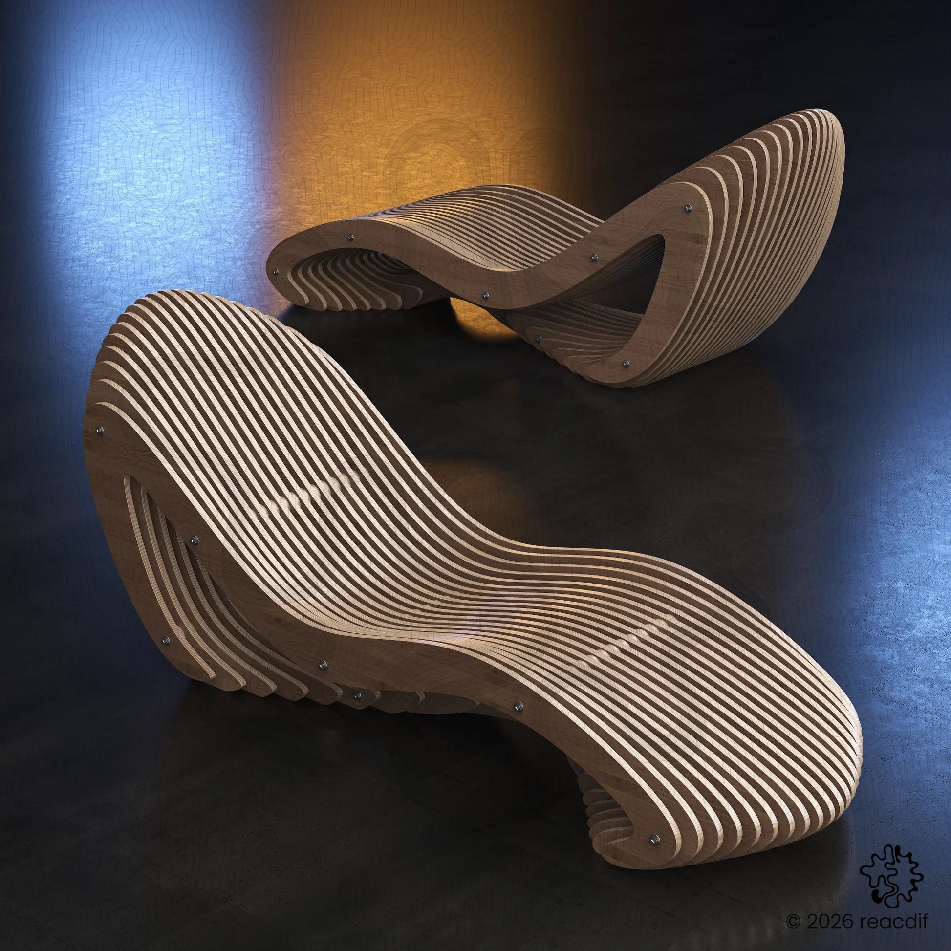 Parametric Chaise Lounge A-1 | CNC Files for Luxury Hotels | Digital Sunbed Furniture Plan