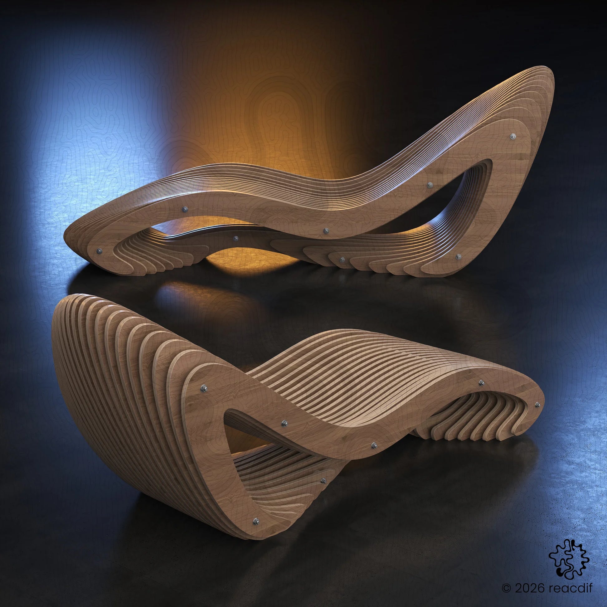 Parametric Chaise Lounge A-1 | CNC Files for Luxury Hotels | Digital Sunbed Furniture Plan