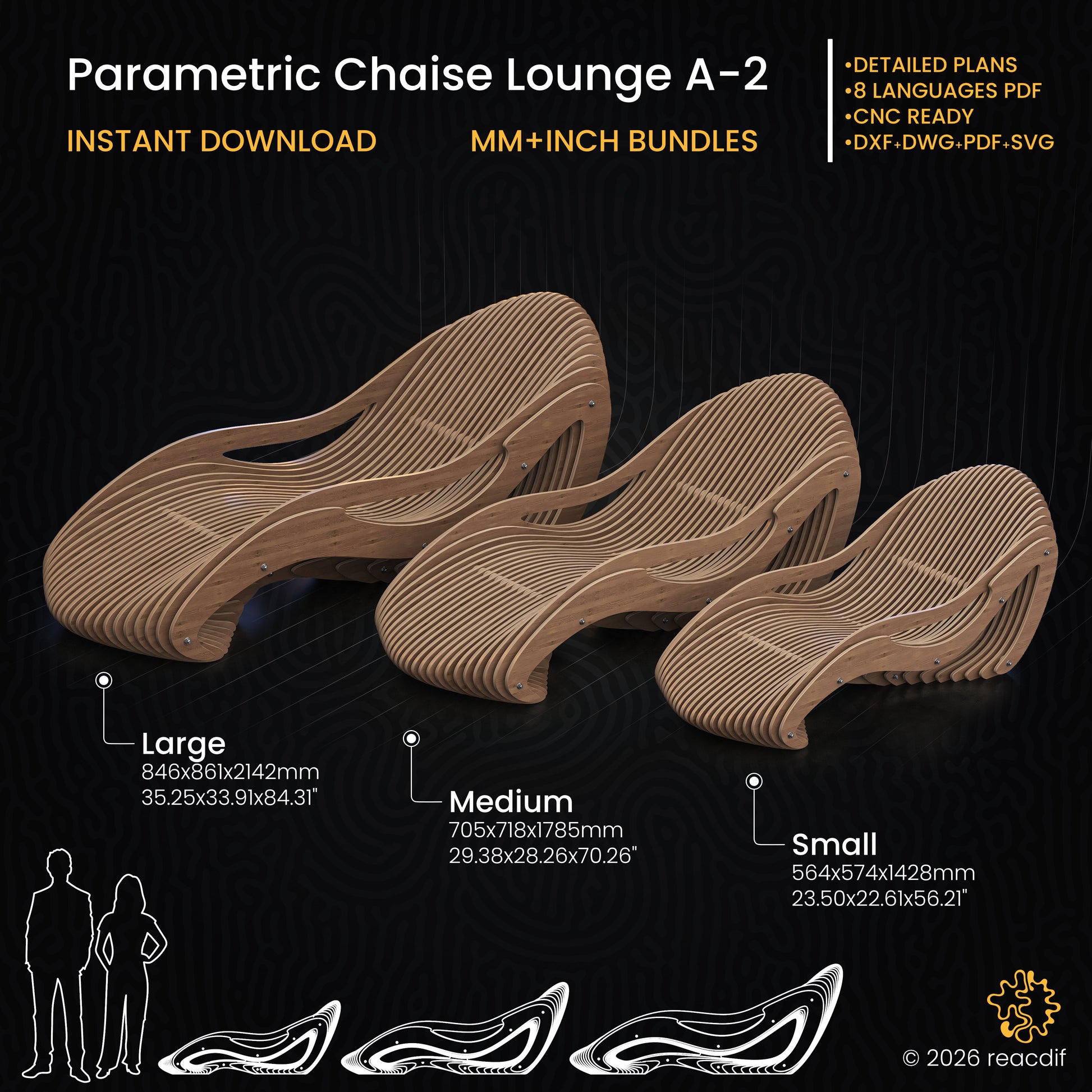Parametric Chaise Lounge A-2 - CNC cutting table layout and material optimization