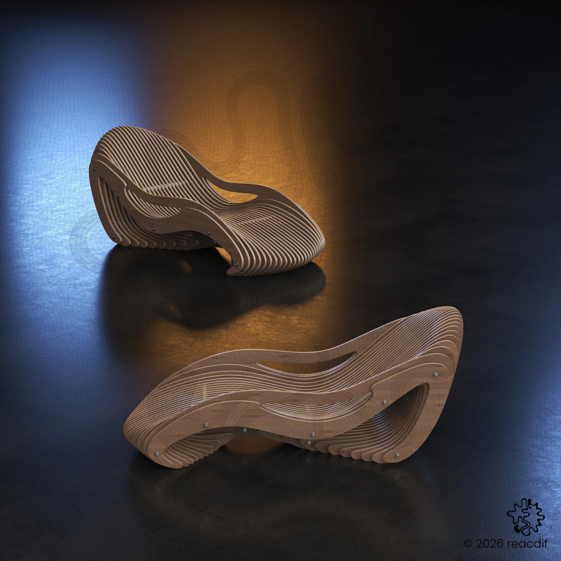 Parametric Chaise Lounge A-2a variant - Detail view showing organic curves