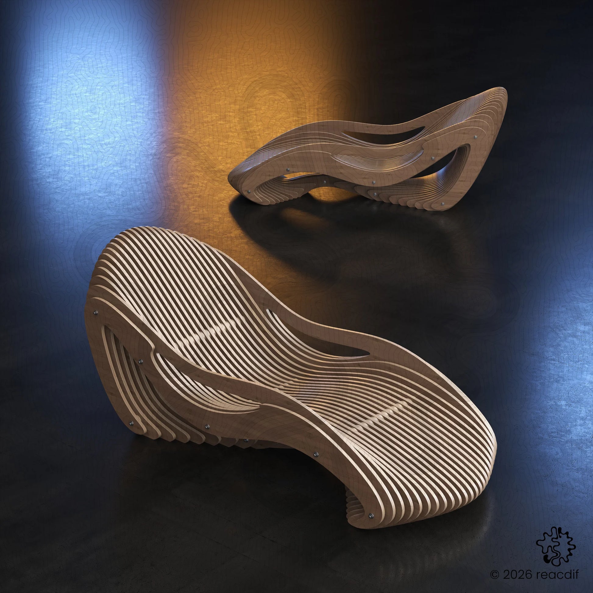 Parametric Chaise Lounge A-2b variant - Front perspective view