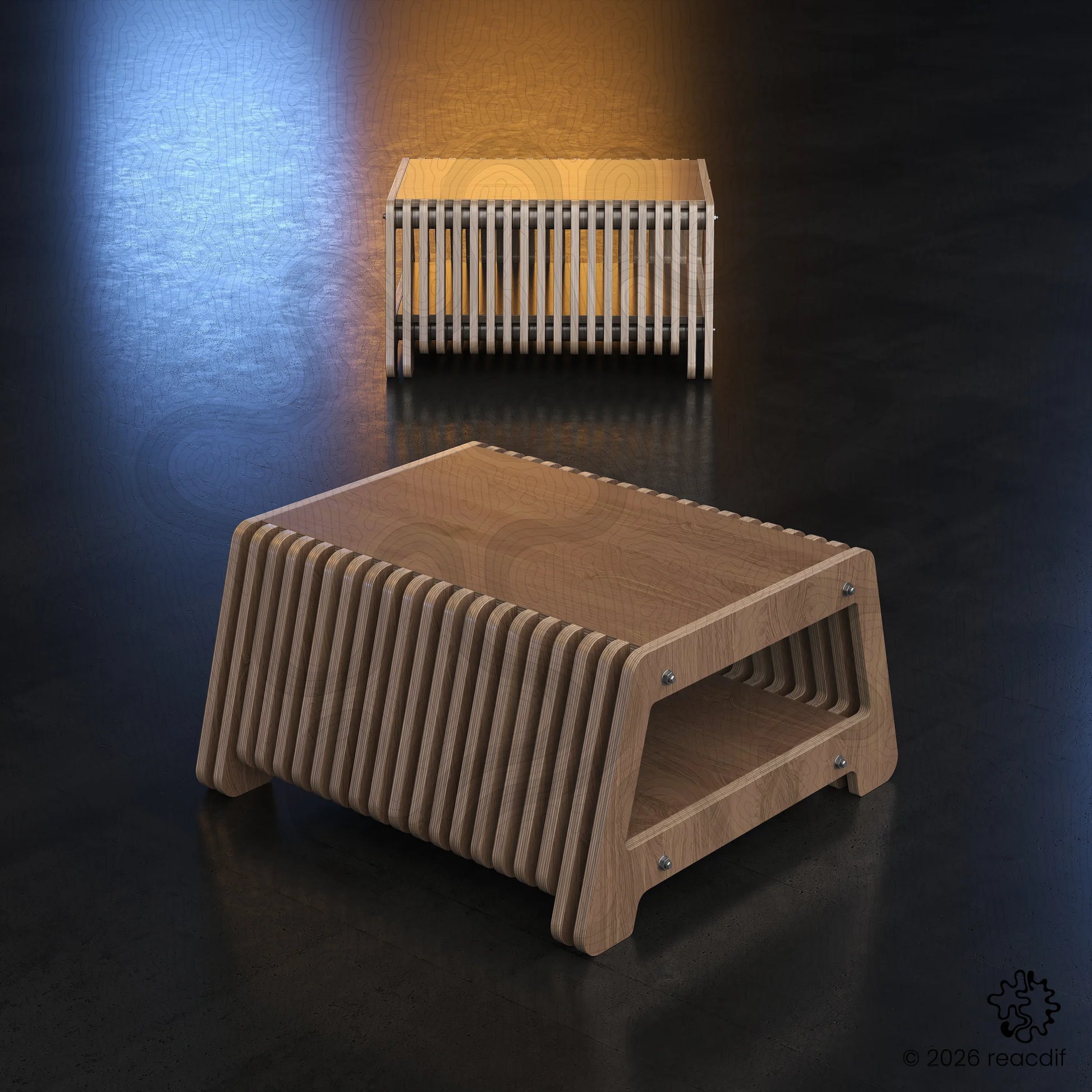 Parametric Coffee Table A-3 variant medium complete assembly - modern skeletal coffee table with unique geometric pattern