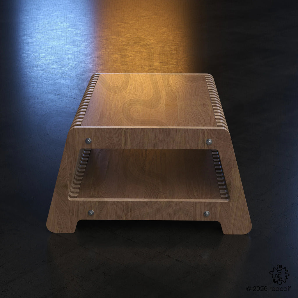 Parametric Coffee Table A-3 variant medium perspective view displaying layered construction and architectural design details