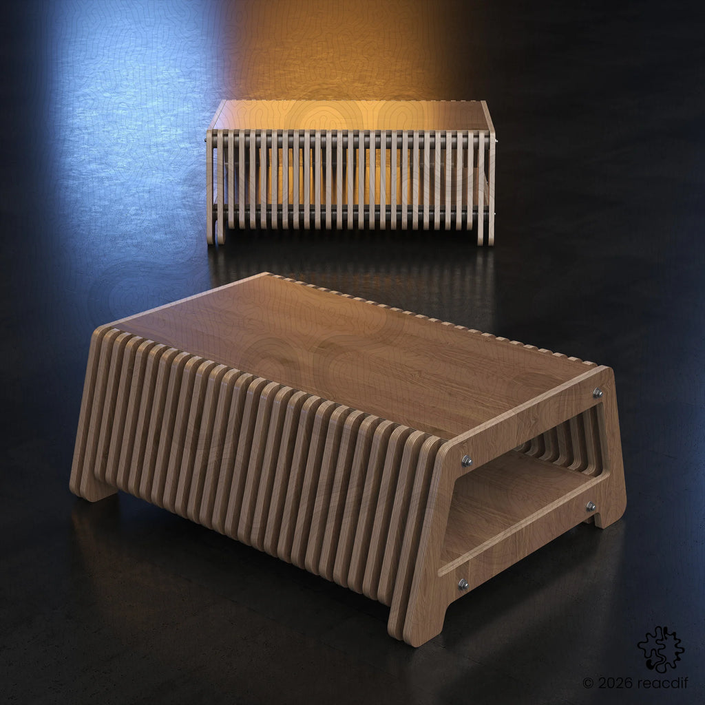 Parametric Coffee Table A-3 variant Large finished product - minimalist organic coffee table with flowing curves and open structure