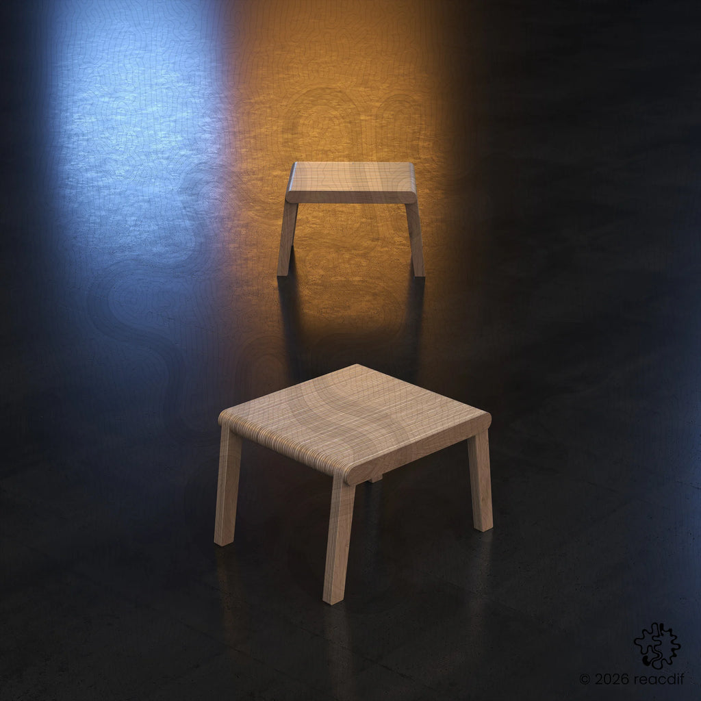 Parametric Coffee Table A-4 variant small full view displaying complete assembled structure with natural wood grain and contemporary design