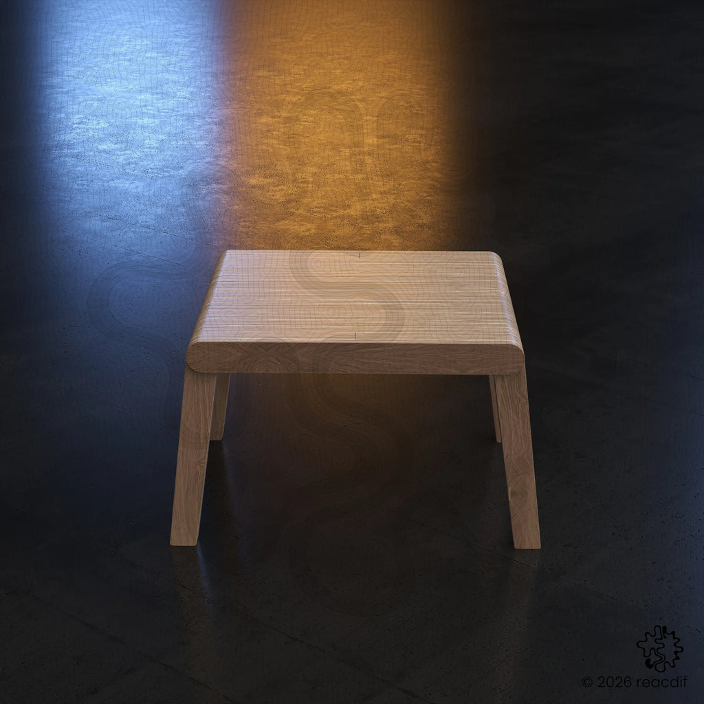 Parametric Coffee Table A-4 variant small angular perspective revealing three-dimensional form and architectural design elements