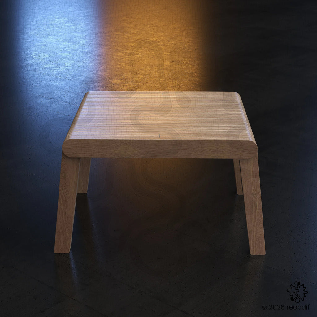 Parametric Coffee Table A-4 variant medium side angle view showcasing depth, curves, and precision CNC manufacturing quality