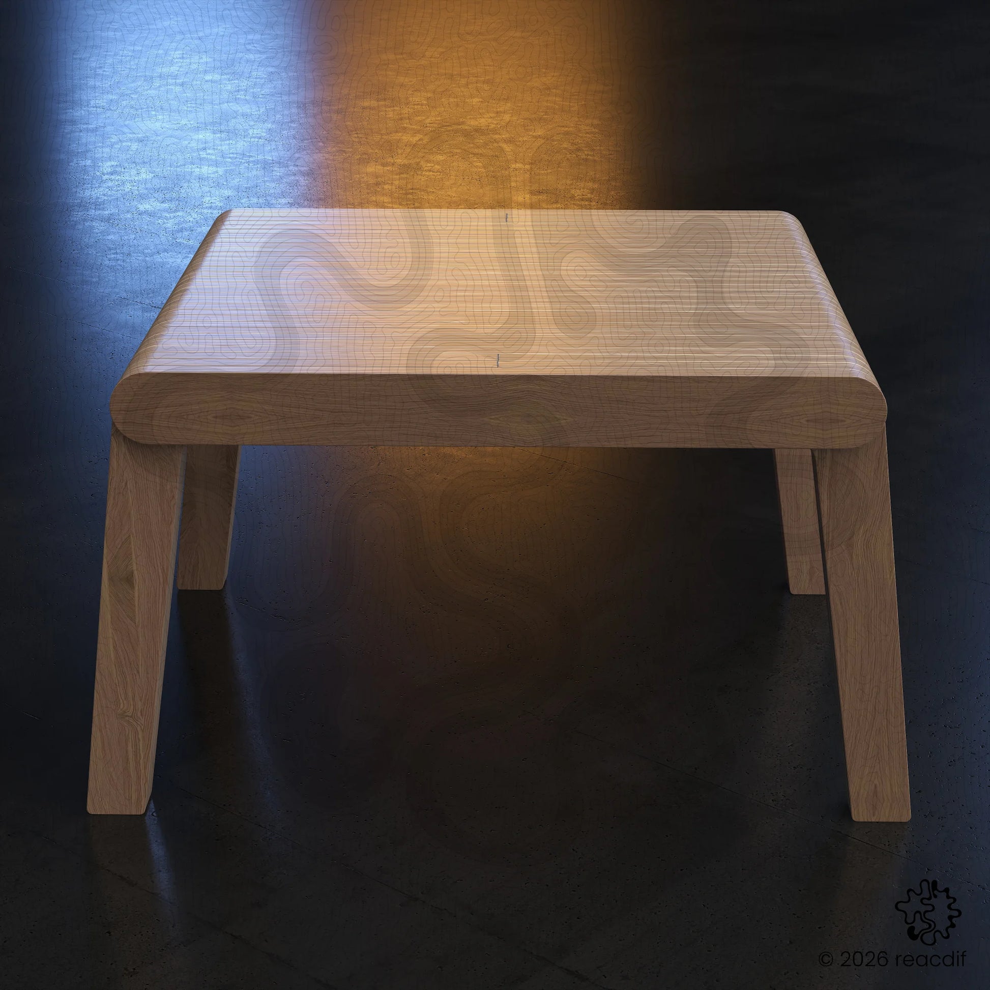 Parametric Coffee Table A-4 variant Large perspective shot highlighting sculptural qualities and modern furniture craftsmanship