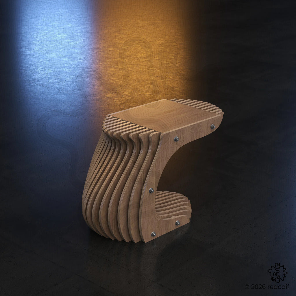 Parametric Coffee Table A-5 variant small perspective angle revealing three-dimensional sculptural form and structural design
