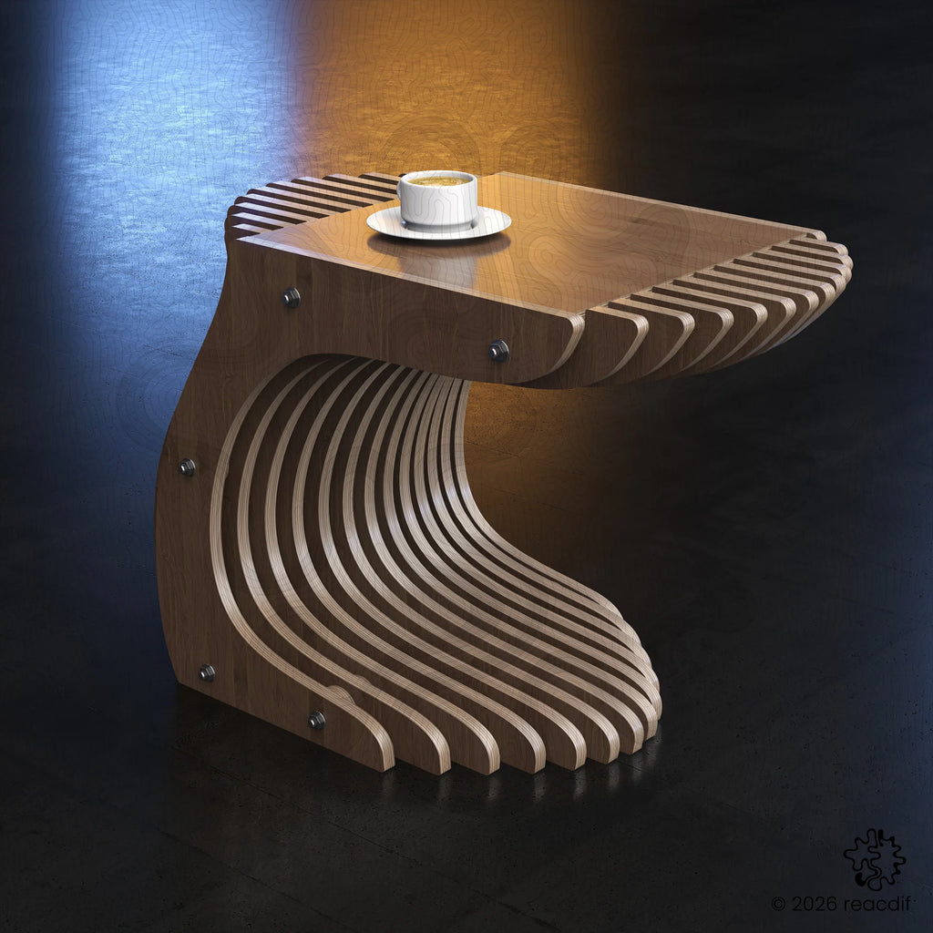 Parametric Coffee Table A-5 variant large finished assembly featuring distinctive geometric form and contemporary furniture craftsmanship