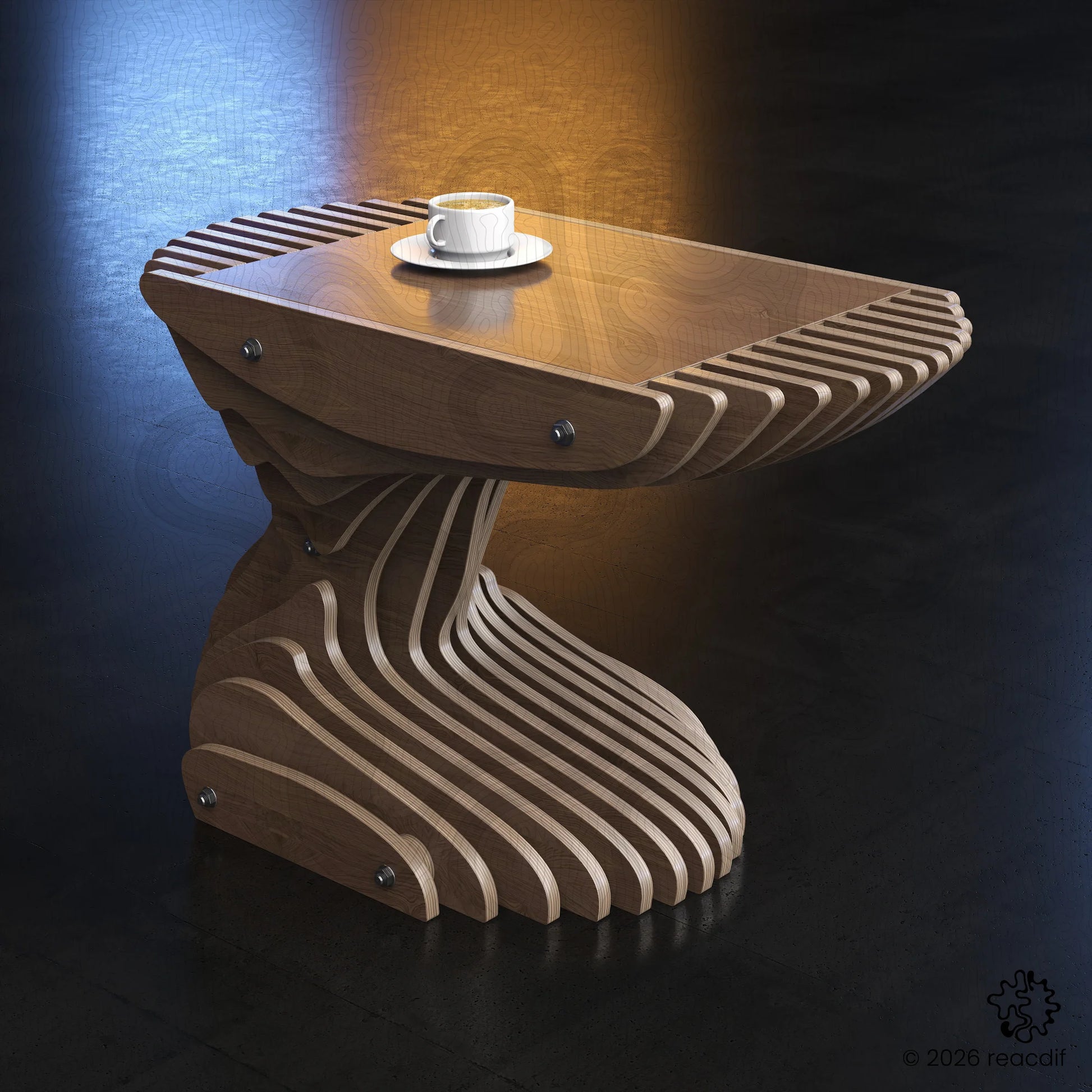 Parametric Coffee Table A-6 variant large close-up showcasing architectural design details and modern minimalist form