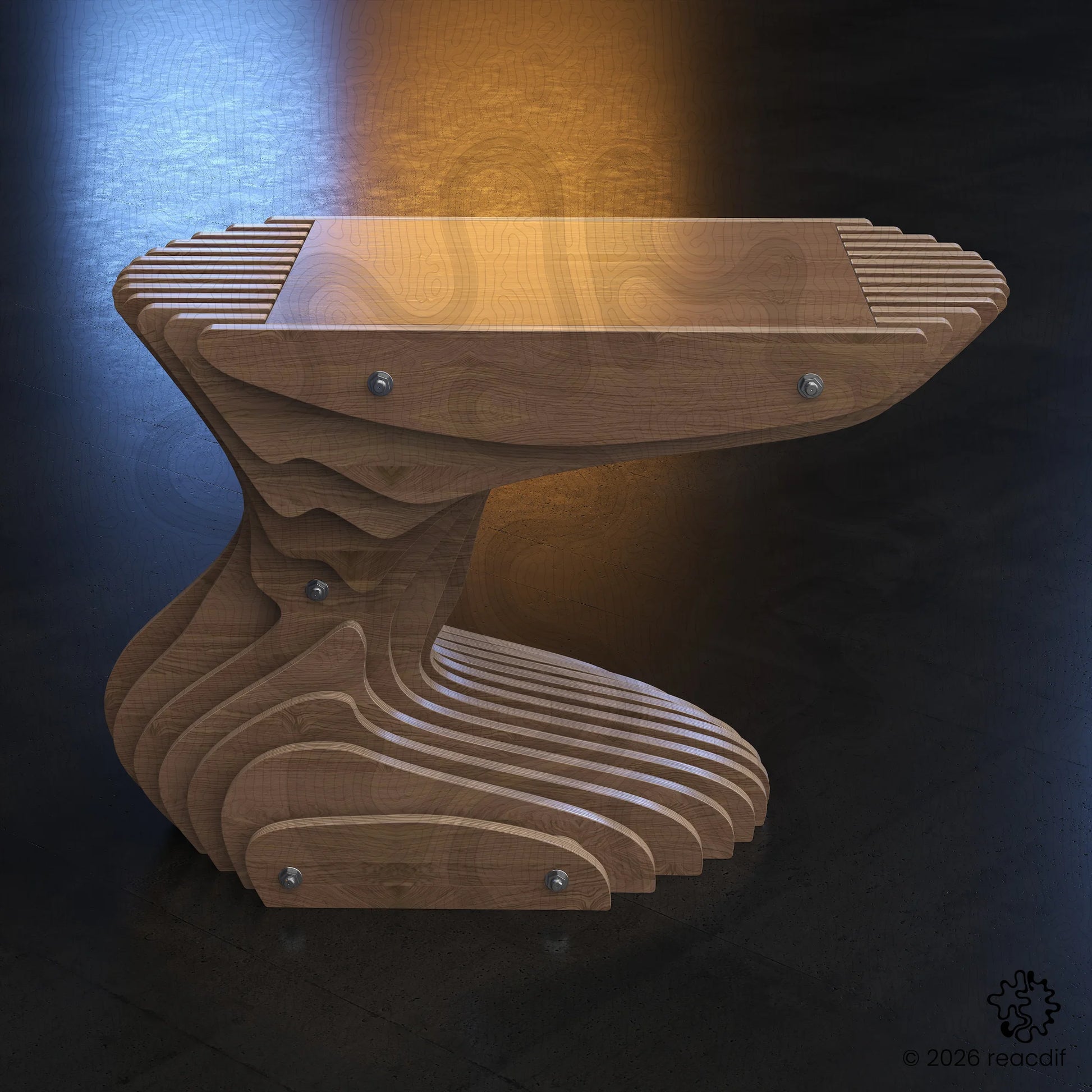 Parametric Coffee Table A-6 variant large angular shot highlighting elegant proportions and organic aesthetic for contemporary spaces