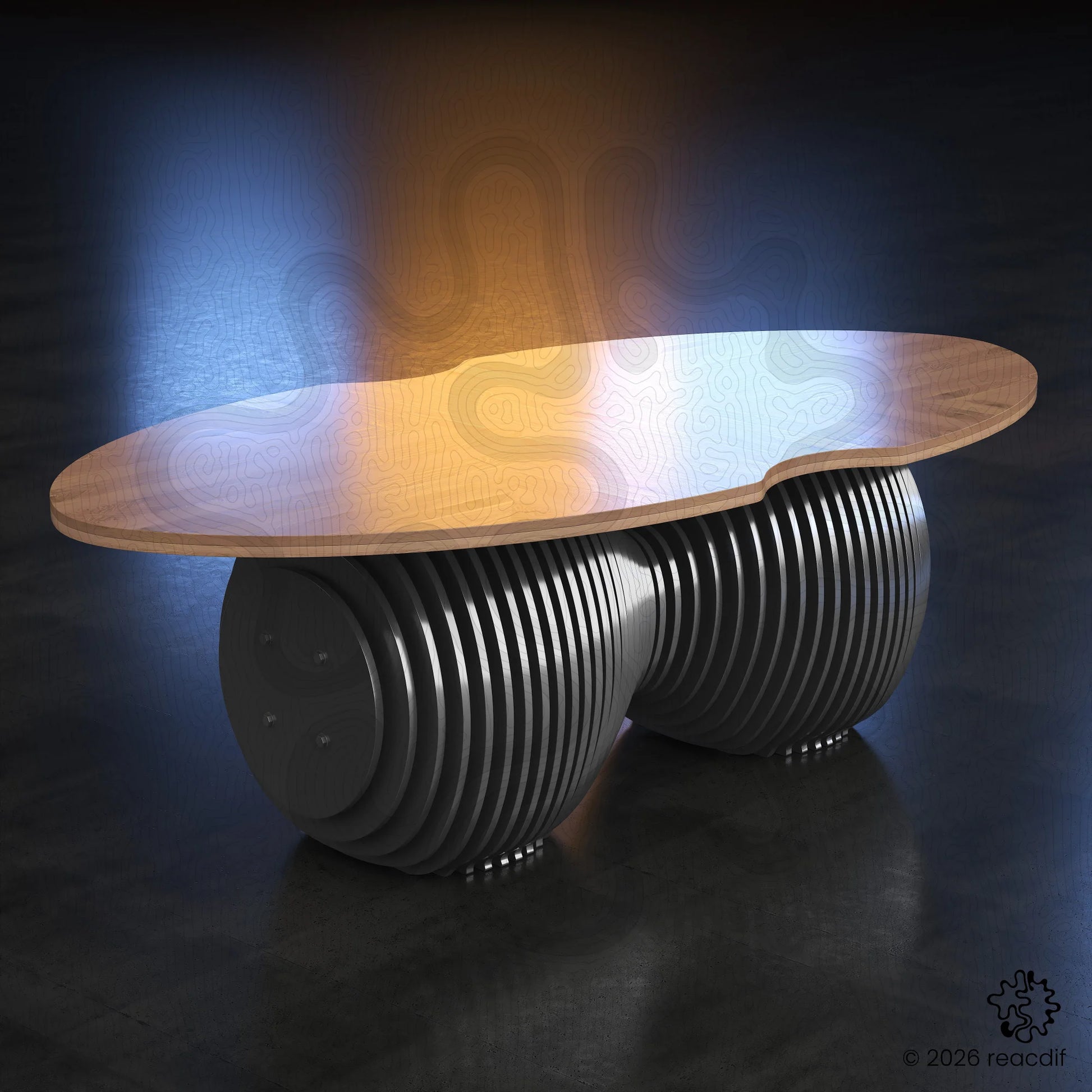 Parametric Table A-4 close-up - precision CNC cut plywood furniture components and joinery details