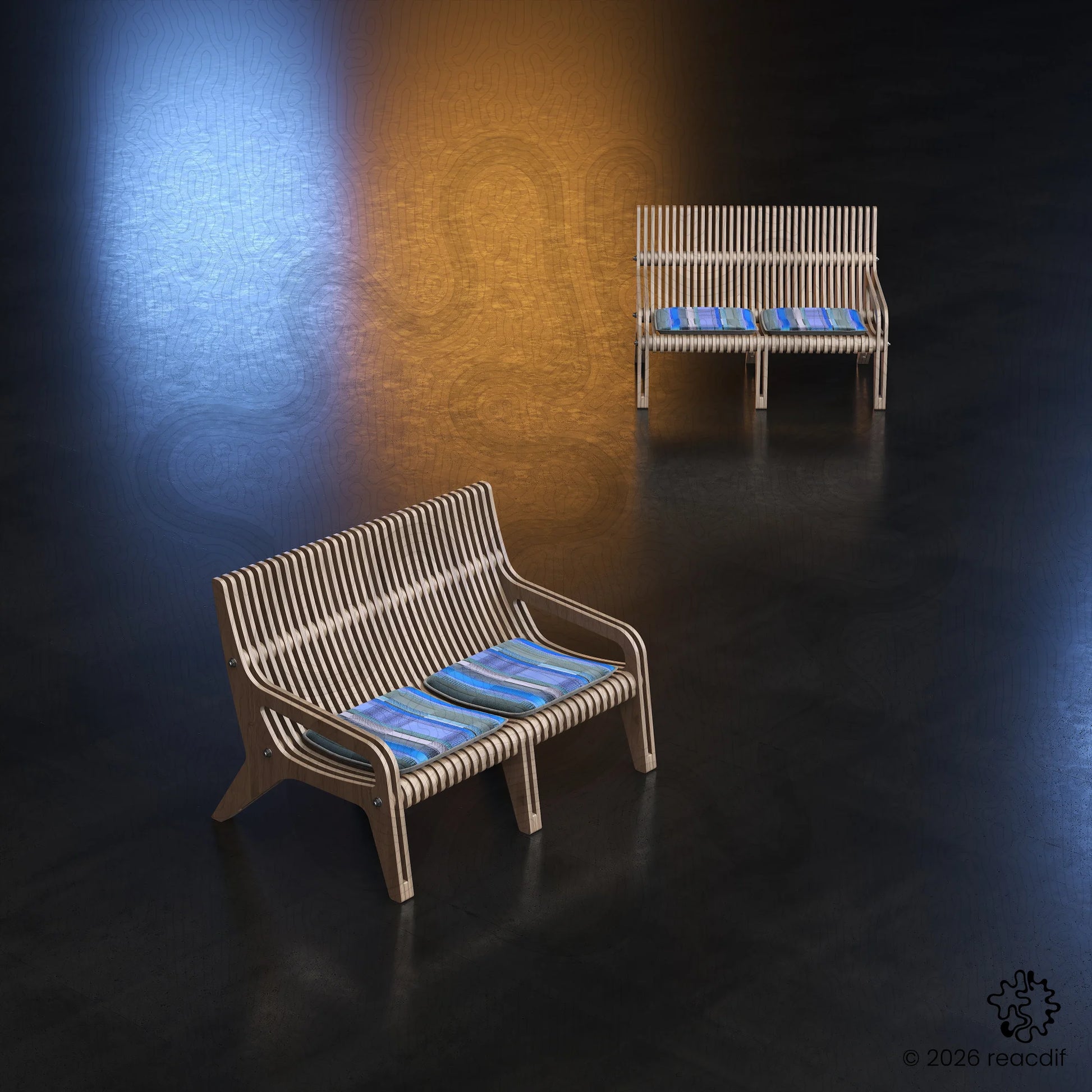 Parametric Sofa A-1 | Organic Plywood CNC Design File | Digital Furniture Plan