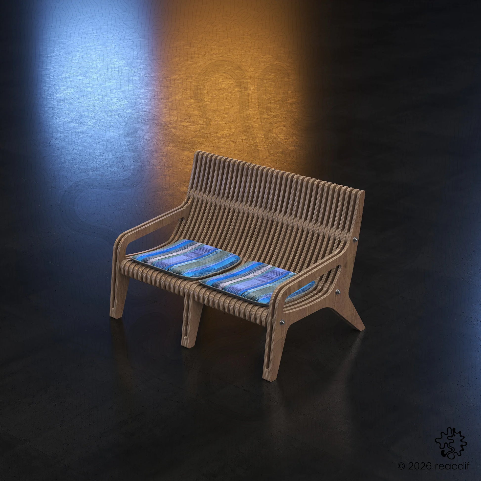 Parametric Sofa A-1 | Organic Plywood CNC Design File | Digital Furniture Plan