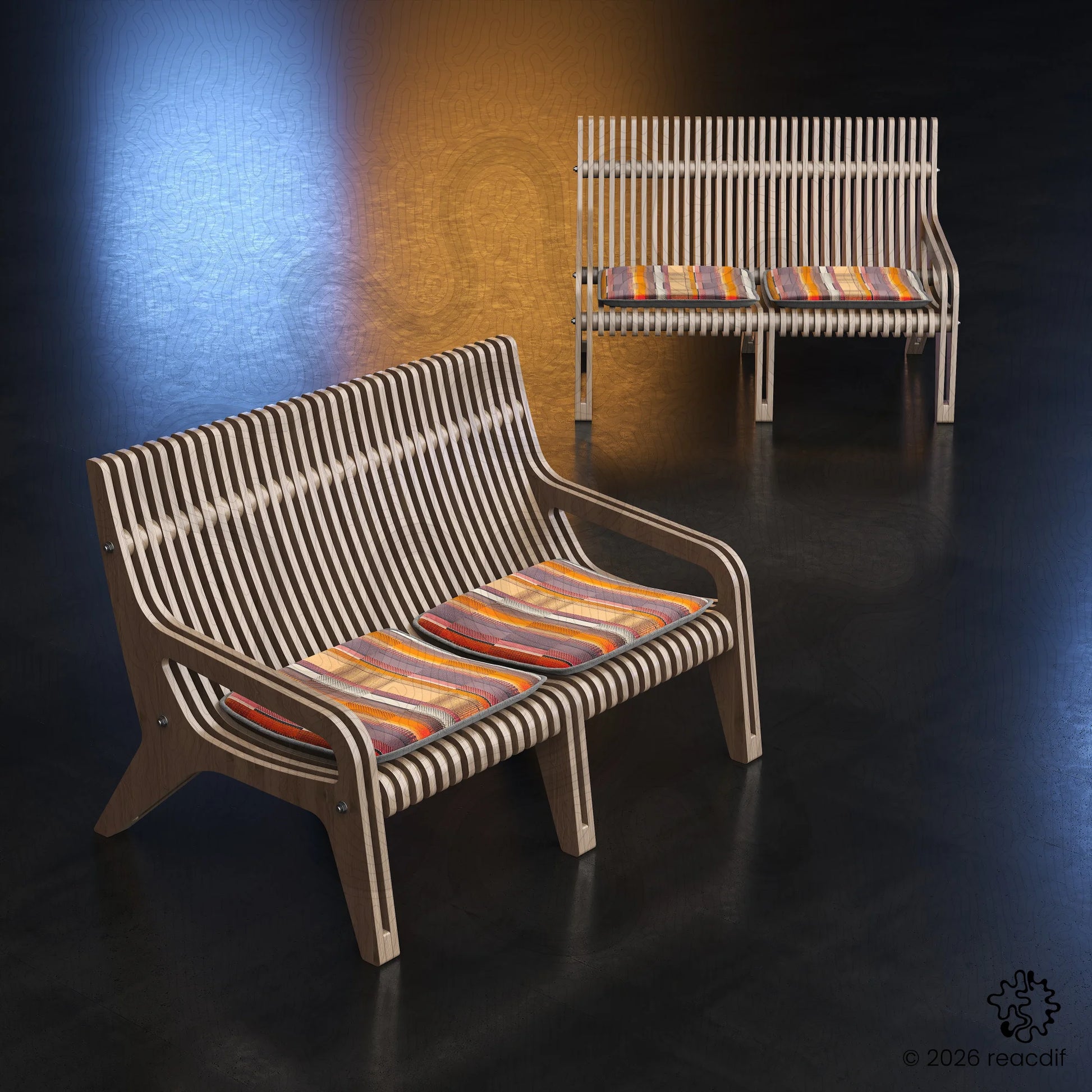 Parametric Sofa A-1 | Organic Plywood CNC Design File | Digital Furniture Plan