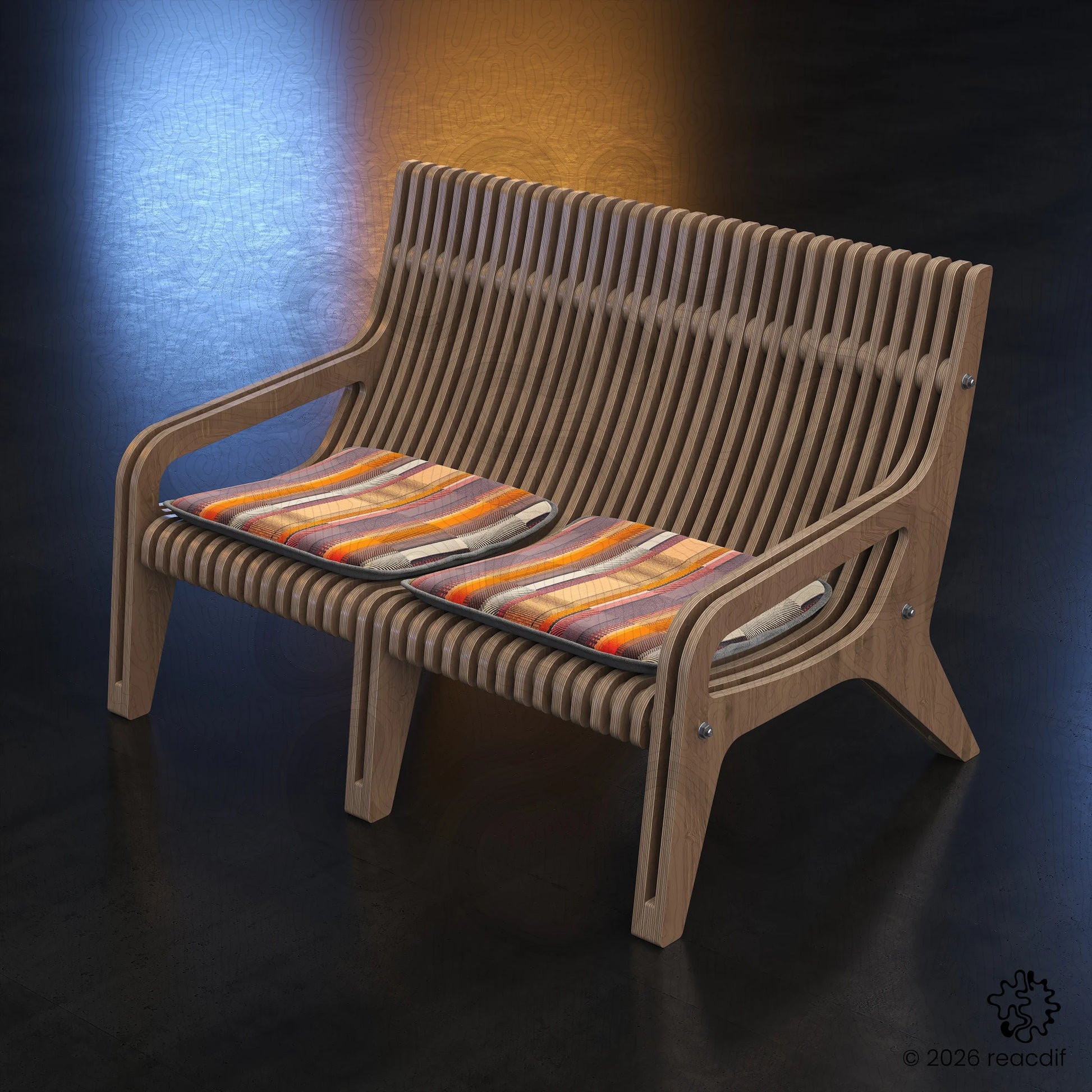 Parametric Sofa A-1 | Organic Plywood CNC Design File | Digital Furniture Plan