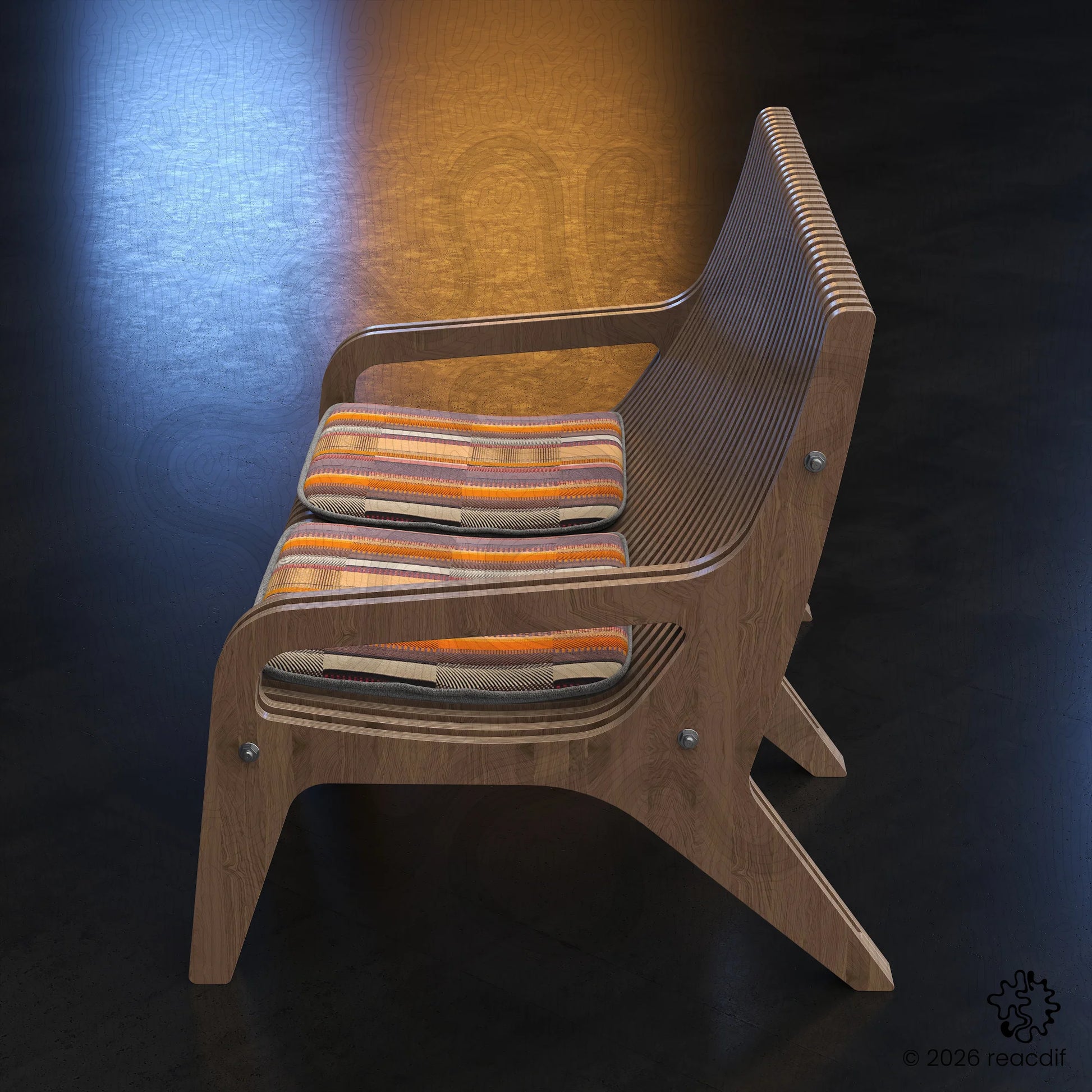 Parametric Sofa A-1 | Organic Plywood CNC Design File | Digital Furniture Plan