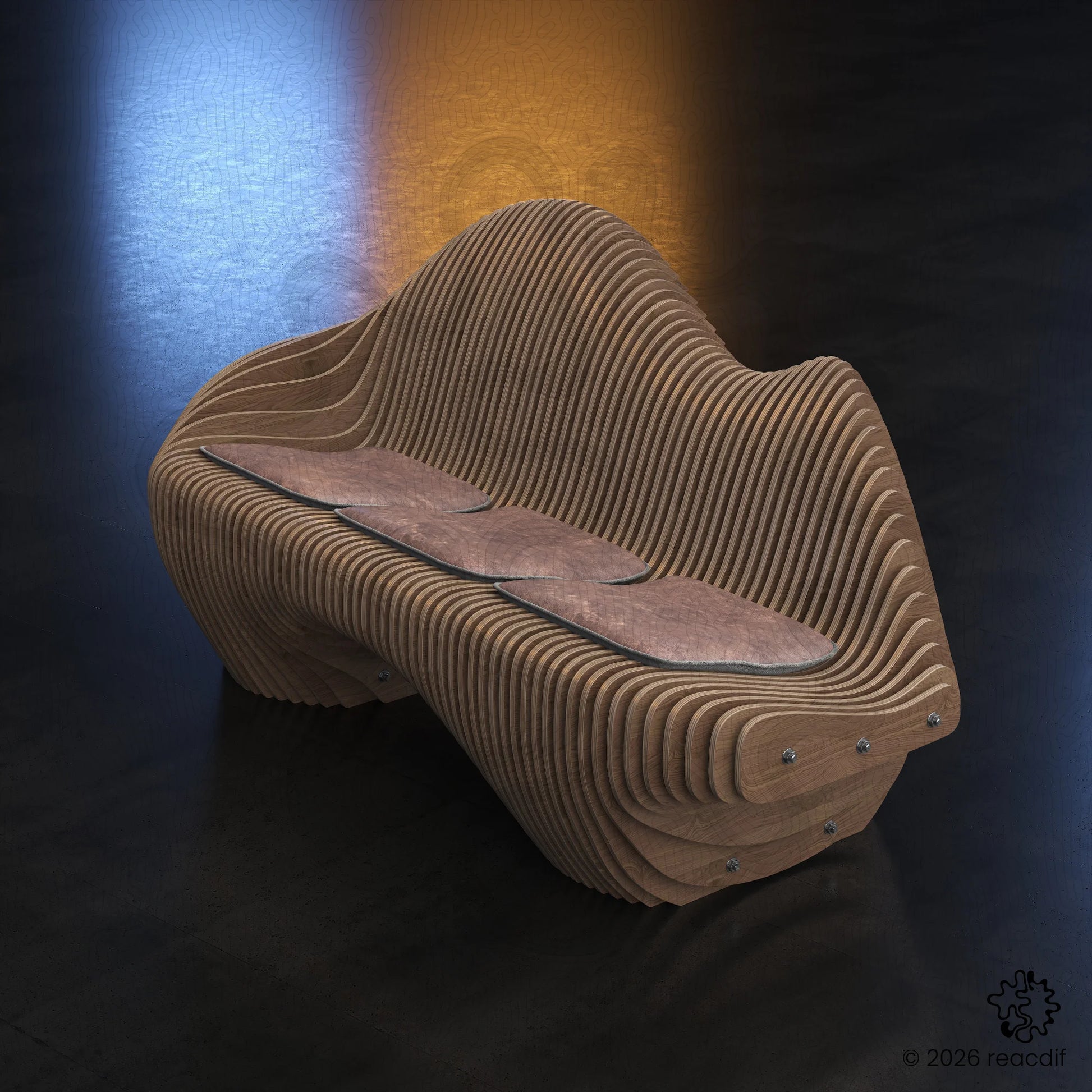 Parametric Sofa A-3a variant view 2 - CNC furniture design file
